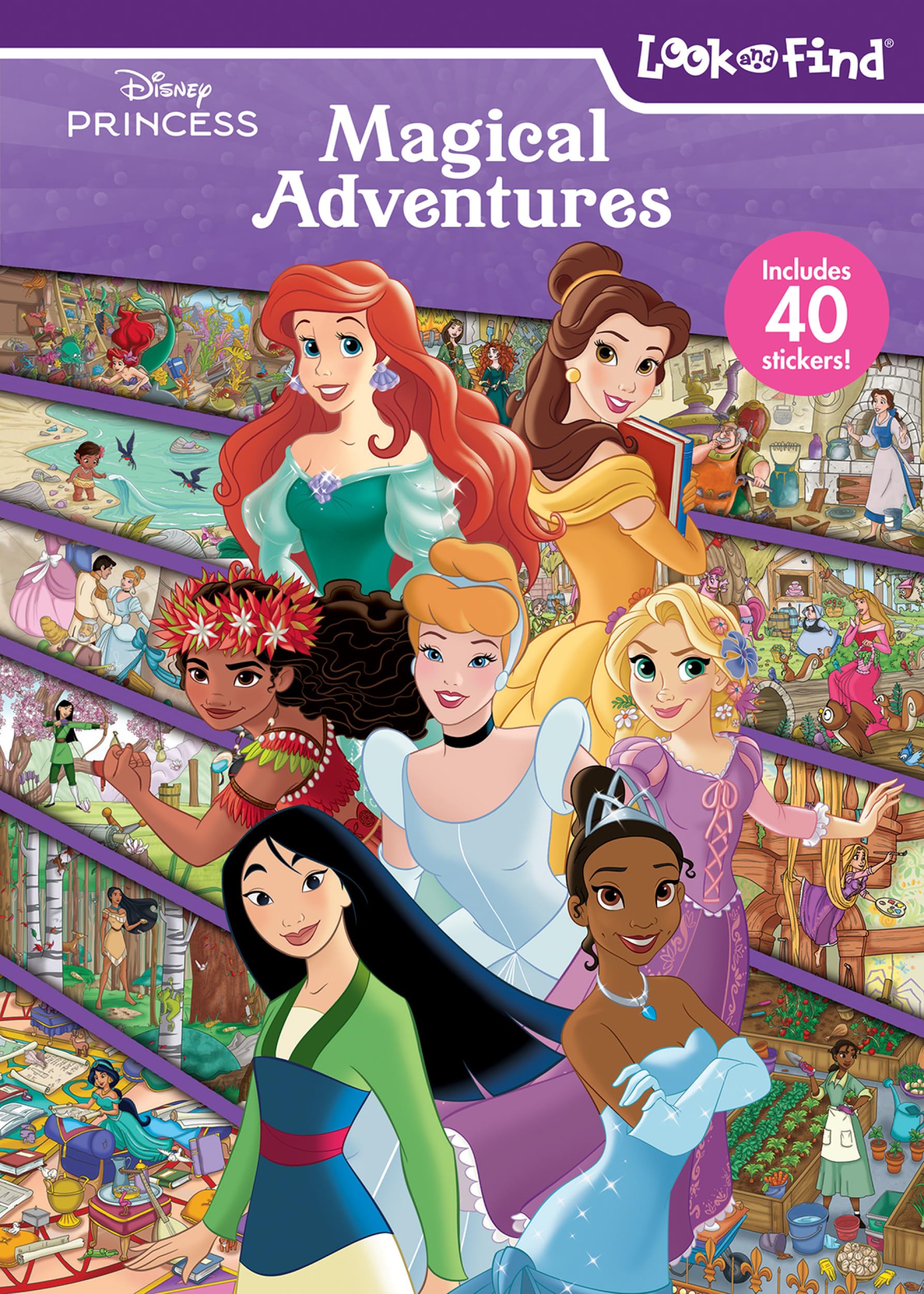 Disney Princess Cinderella, Belle, Moana, and More!  Magical Adventures Look and Find Activity Book  PI Kids