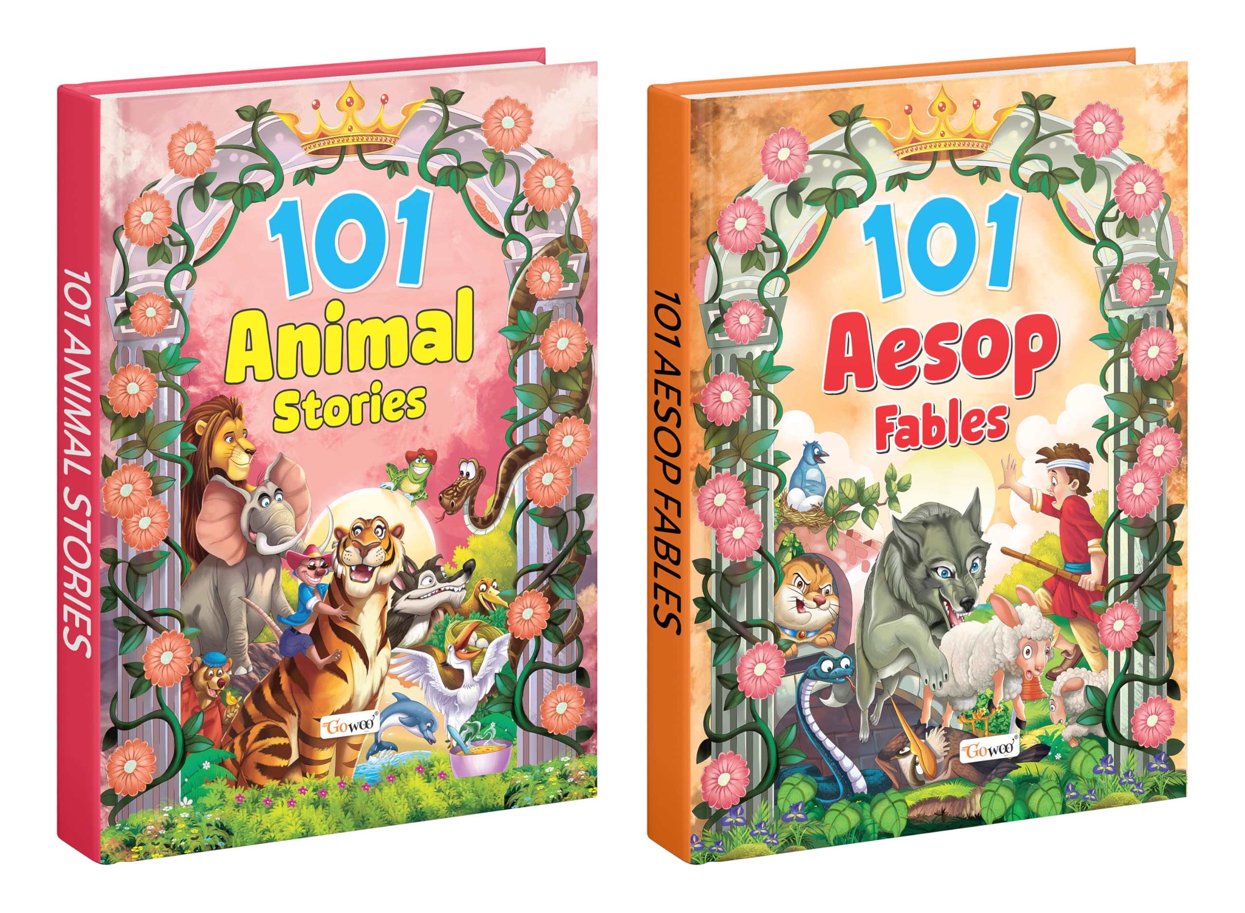 101 Animal Stories and 101 Aesop Fables (Ages 312) (Hardbound) : Fun educational stories, Toddler story book, Bedtime story boo