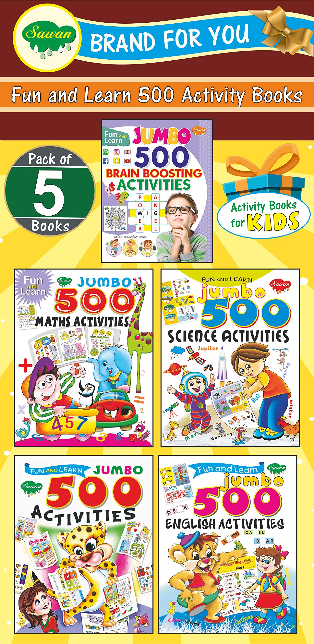 Fun And Learn 500 Activity Books Complete Combo | Pack Of 5 Activity Books By Sawan