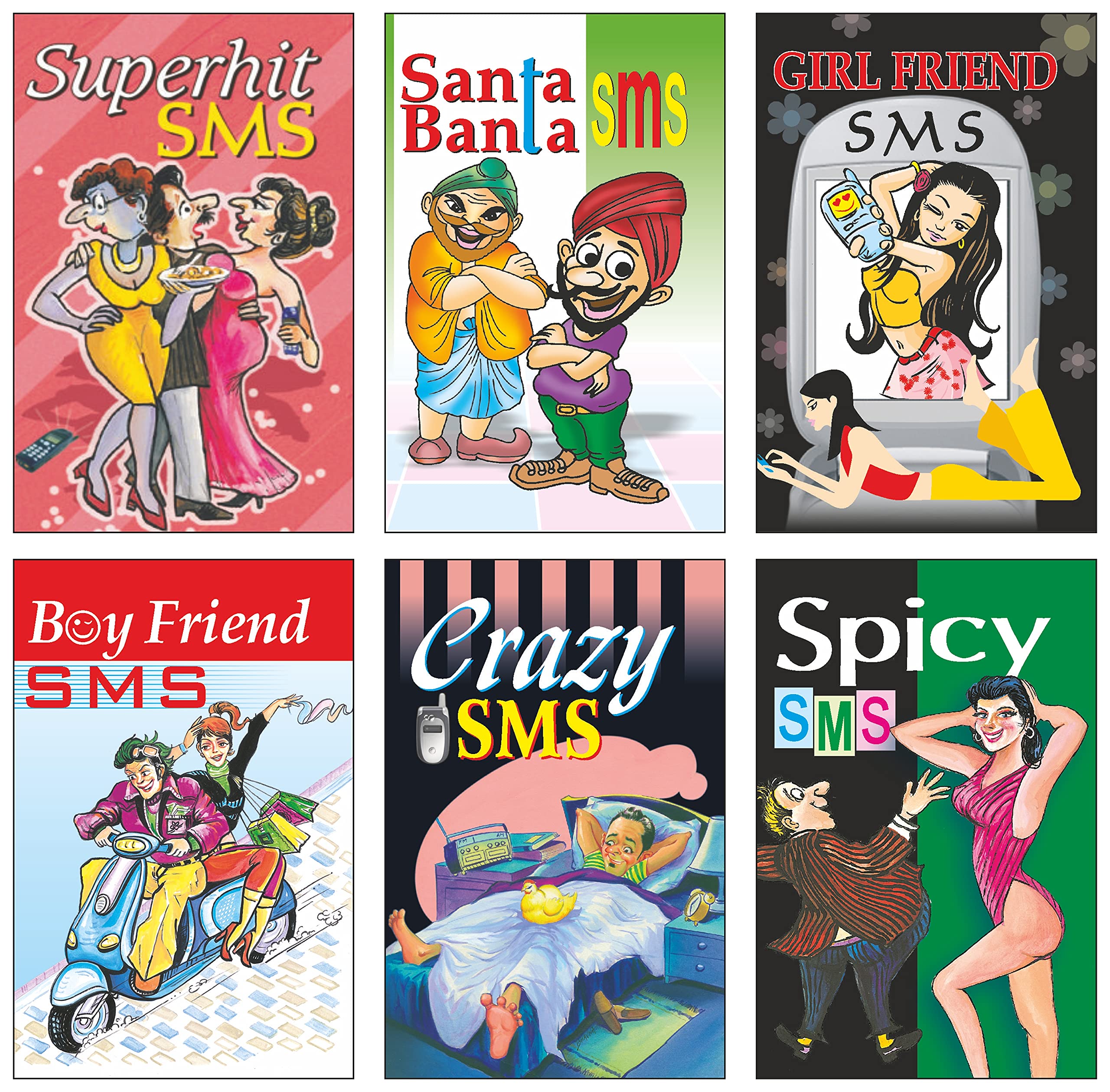 Sawan Present Set Of 6 Sms Books | Superhit Sms, Santa Banta Sms, Girl Friend Sms, Boy Friend Sms, Crazy Sms And Spicy Sms