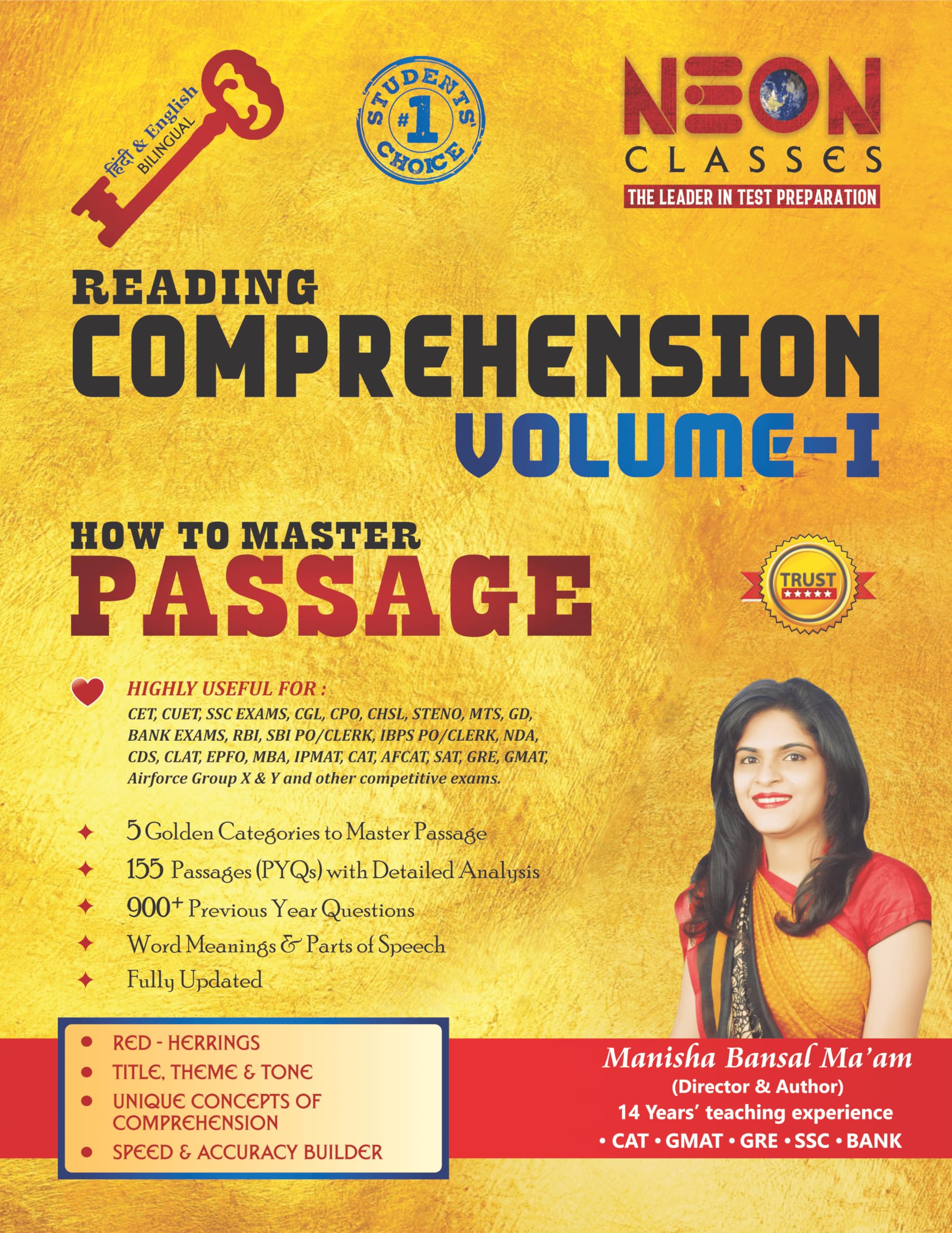 Passage Reading Comprehension By Manisha Bansal For Ssc Cgl, Chsl, Cpo,Steno, Gd,Mts,Cds, Bank And Other Competitive Exams