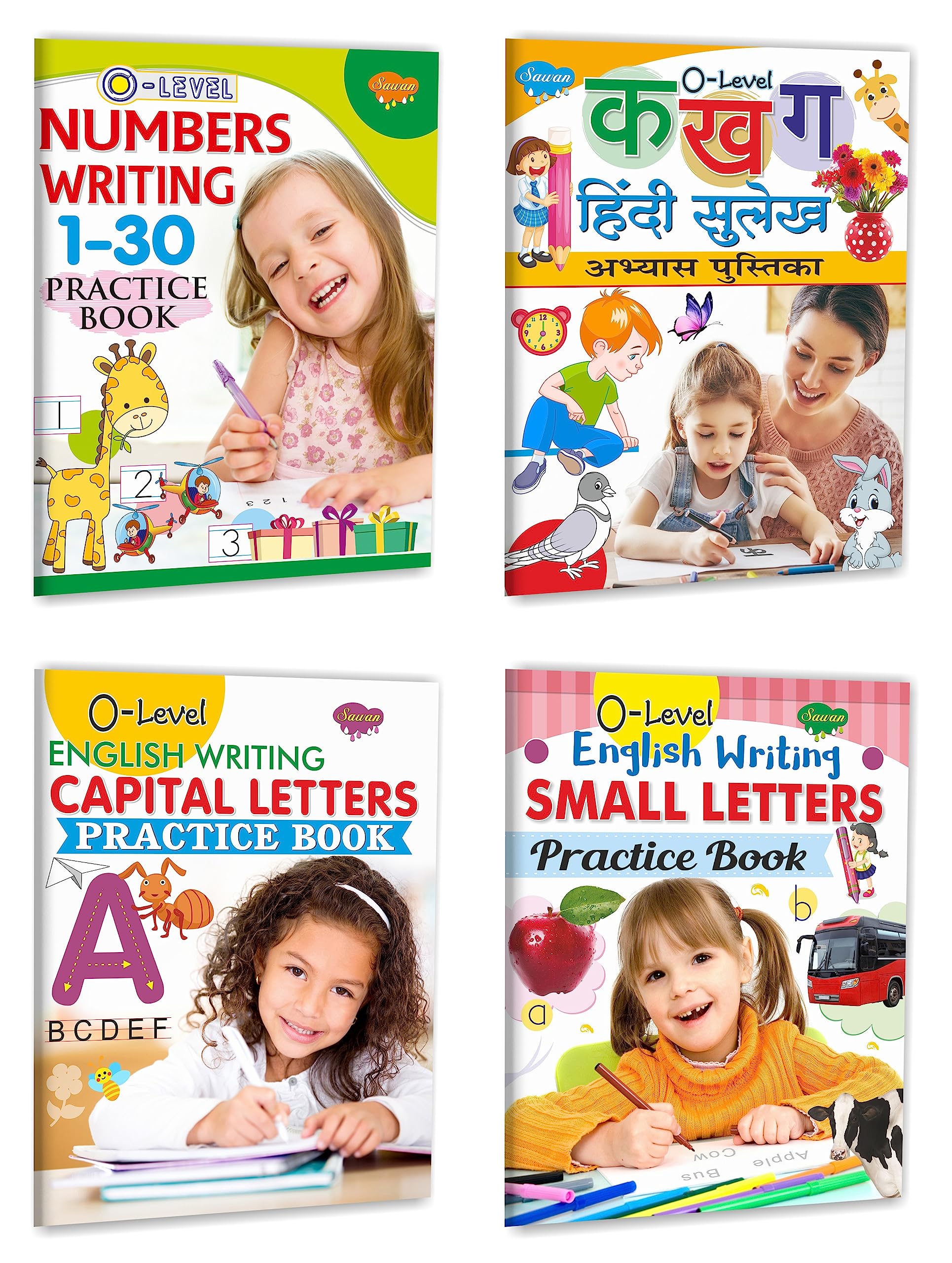 0 Level Writing Practice Books Numbers Writting 1 To 30, Hindi Sulekh Ka Kha Ga, English Cursive Capital Letters Writting, Engl