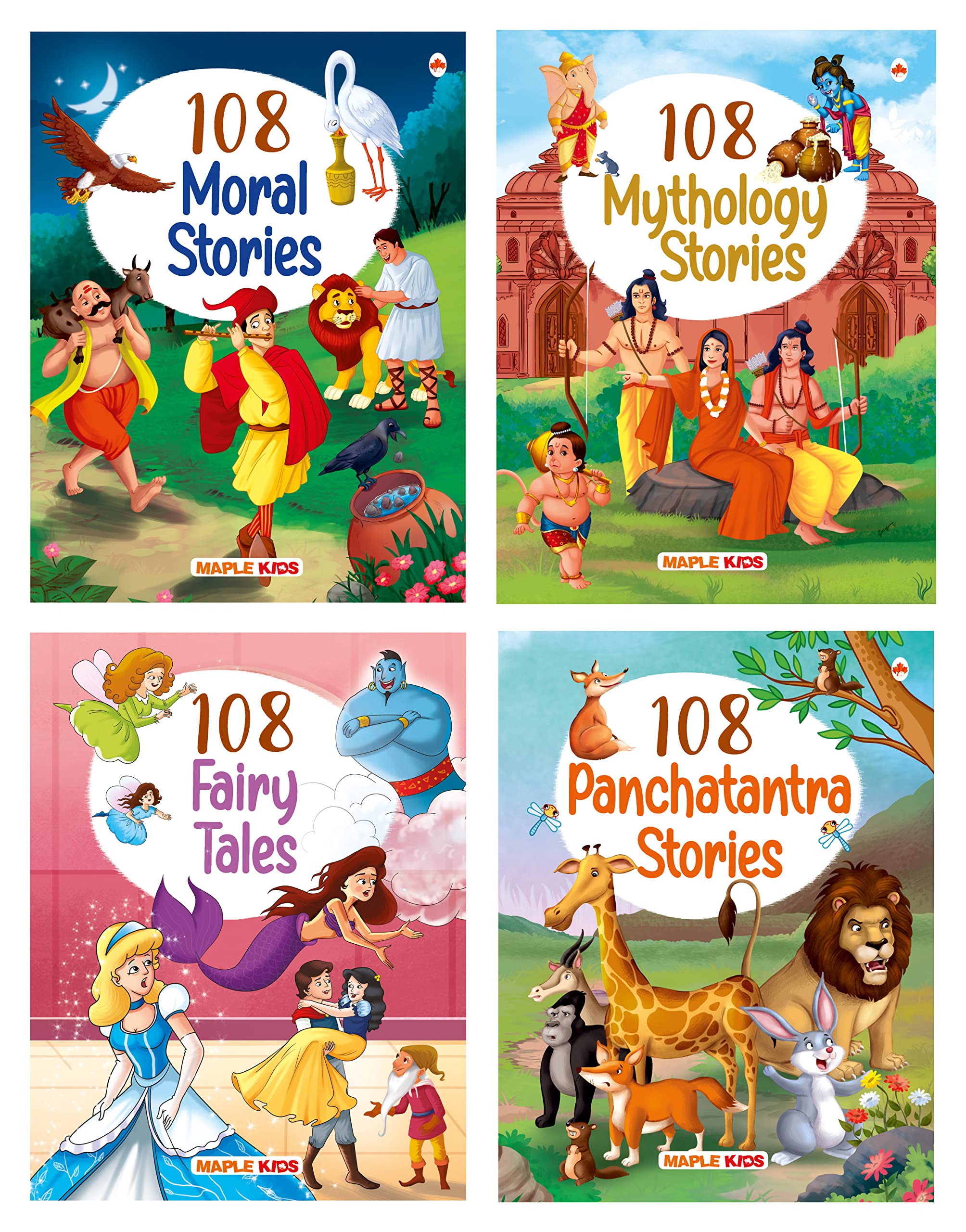 Best of 108 Stories (Set of 4 books) (Illustrated)  for children  Panchatantra, Moral, Mythology and Fairytales