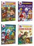 Sawan Set Of 4 3D Colouring Books (3D Colouring: Santa Claus. Pirates, Horror, Dinosaur)