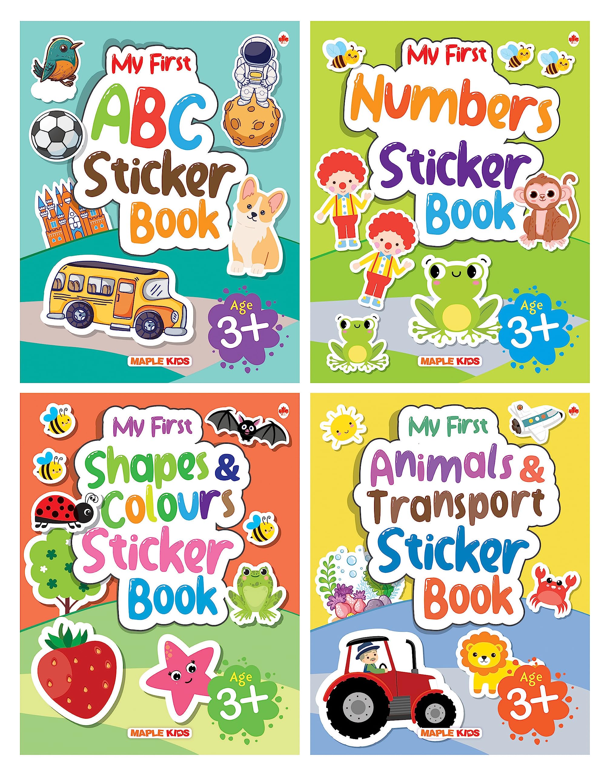 My First Sticker Books  Alphabet, Numbers, Shapes and Colours, Animals and Transport (Set of 4 Books)  Activity Books with 400