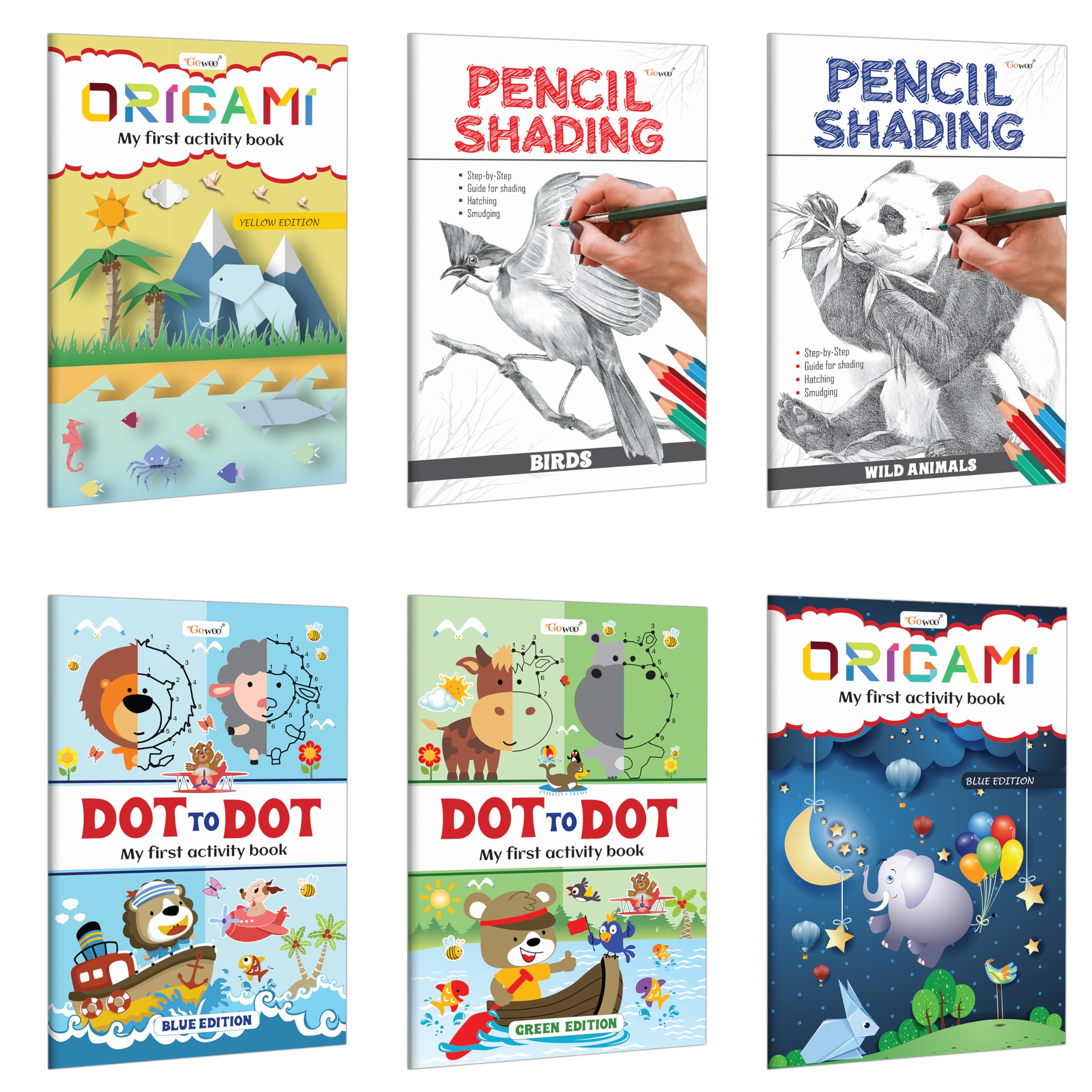 My First Activity Book  Dot to Dot and Origami (Blue and Green Edition), Pencil Shading  Birds and Wild Animals : Origami acti