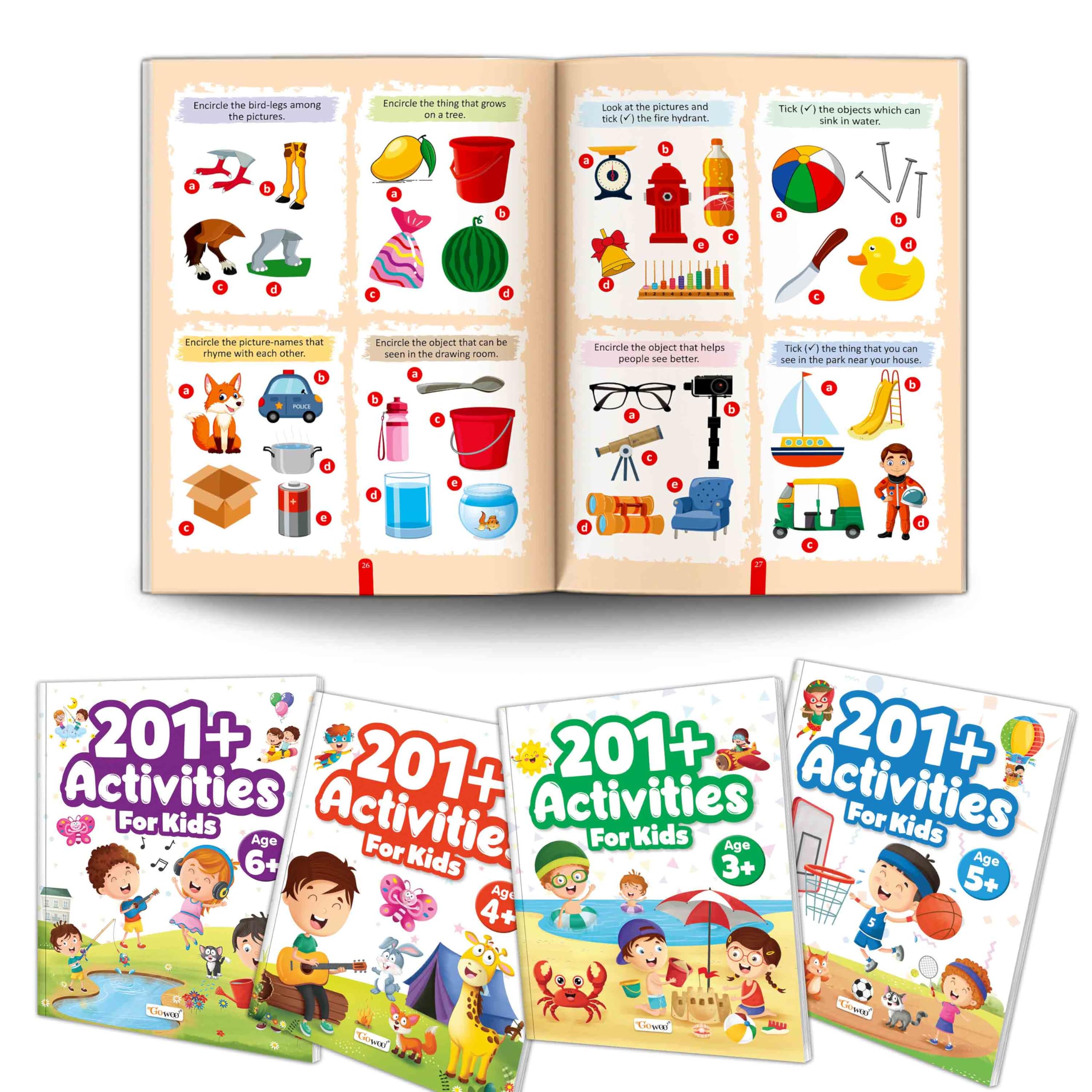 The Ultimate Pack of 4 Activity Books : 201+ Activities for Kids for Age 3, 4, 5 and 6 + : Educational Fun in One pack, Fun edu