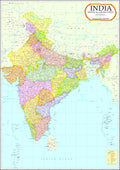 India Map | Laminated | Size : 4 Feet 7 Inches X 3 Feet 3 Inches (140X100 Cm) | Big Map