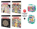 Fantasy, Dark Art, Mandala and Fashion  Adult Colouring Book with 12 Water Colour Sketch Pens and 12 Colour Pencils + 1 Sharpen
