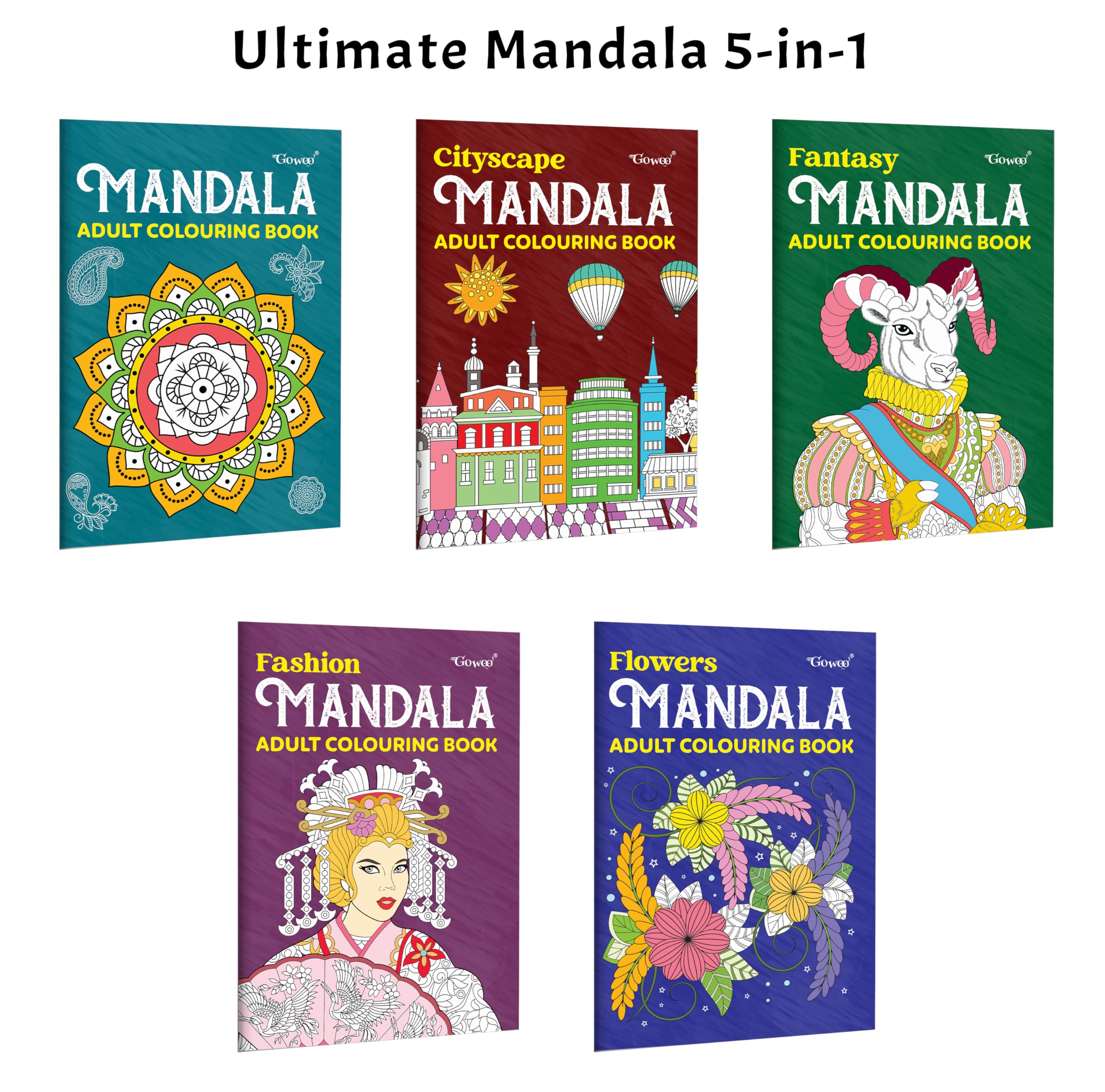 Cityscape, Fantasy, Fashion  Mandala Adult Colouring Book and more : relaxing mandala set for adults, creative colouring book,