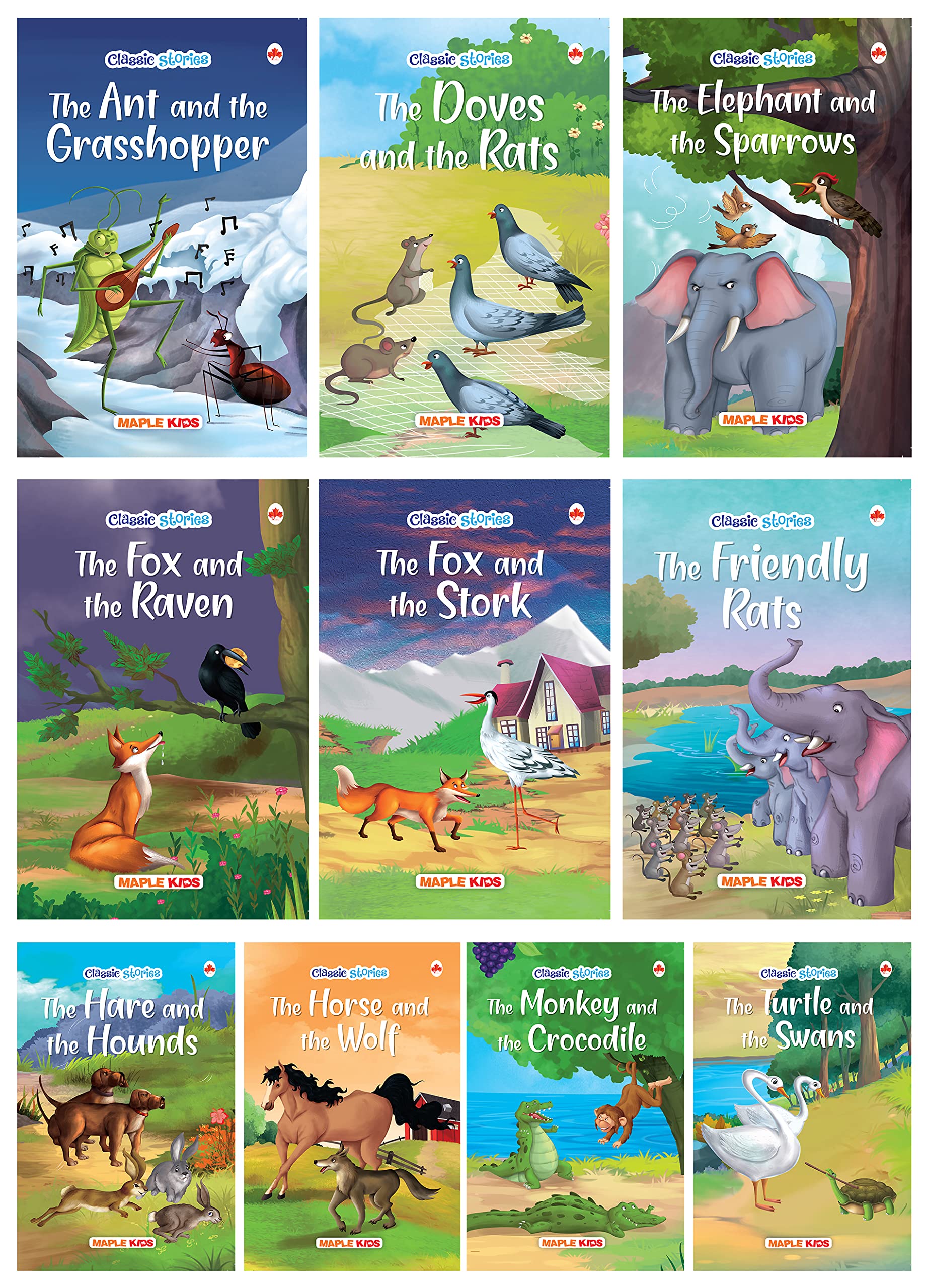 Story Books for Kids  Classic Stories (Illustrated) (Set of 10 Books)  Moral Stories  English Short Stories with Colourful Pi