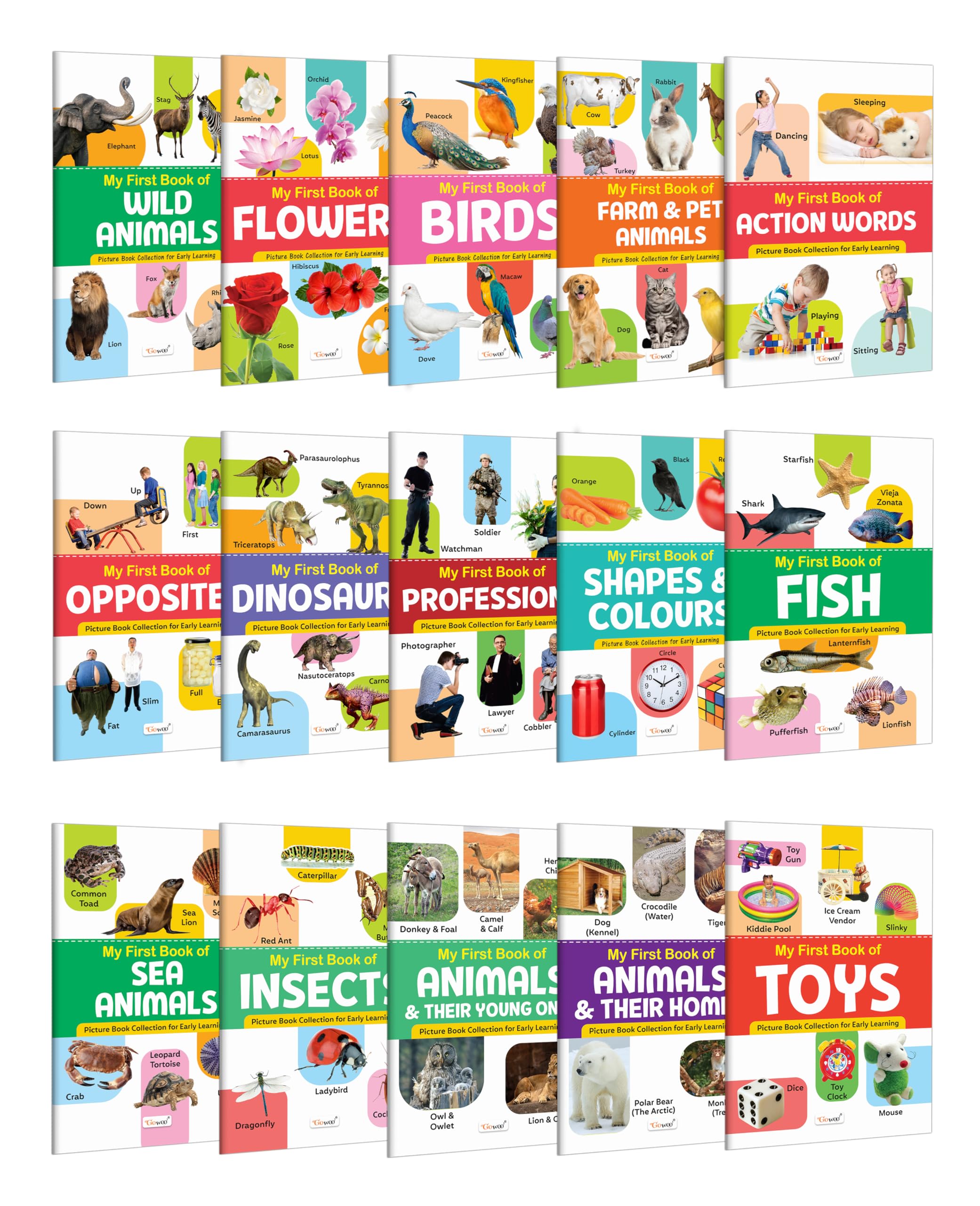 My First Book of Birds, Flowers, Farm & Pet Animals, Wild Animals and more : educational books for children, preschool nature b