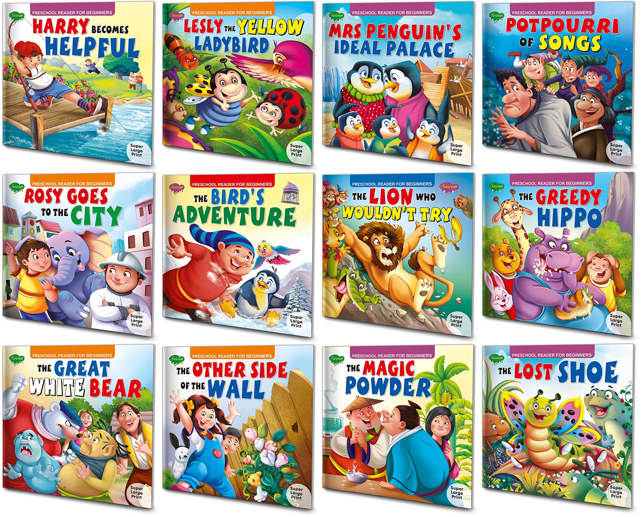Story Books For Beginners Pack Of 12 Books| Early Reader Series In Large Font