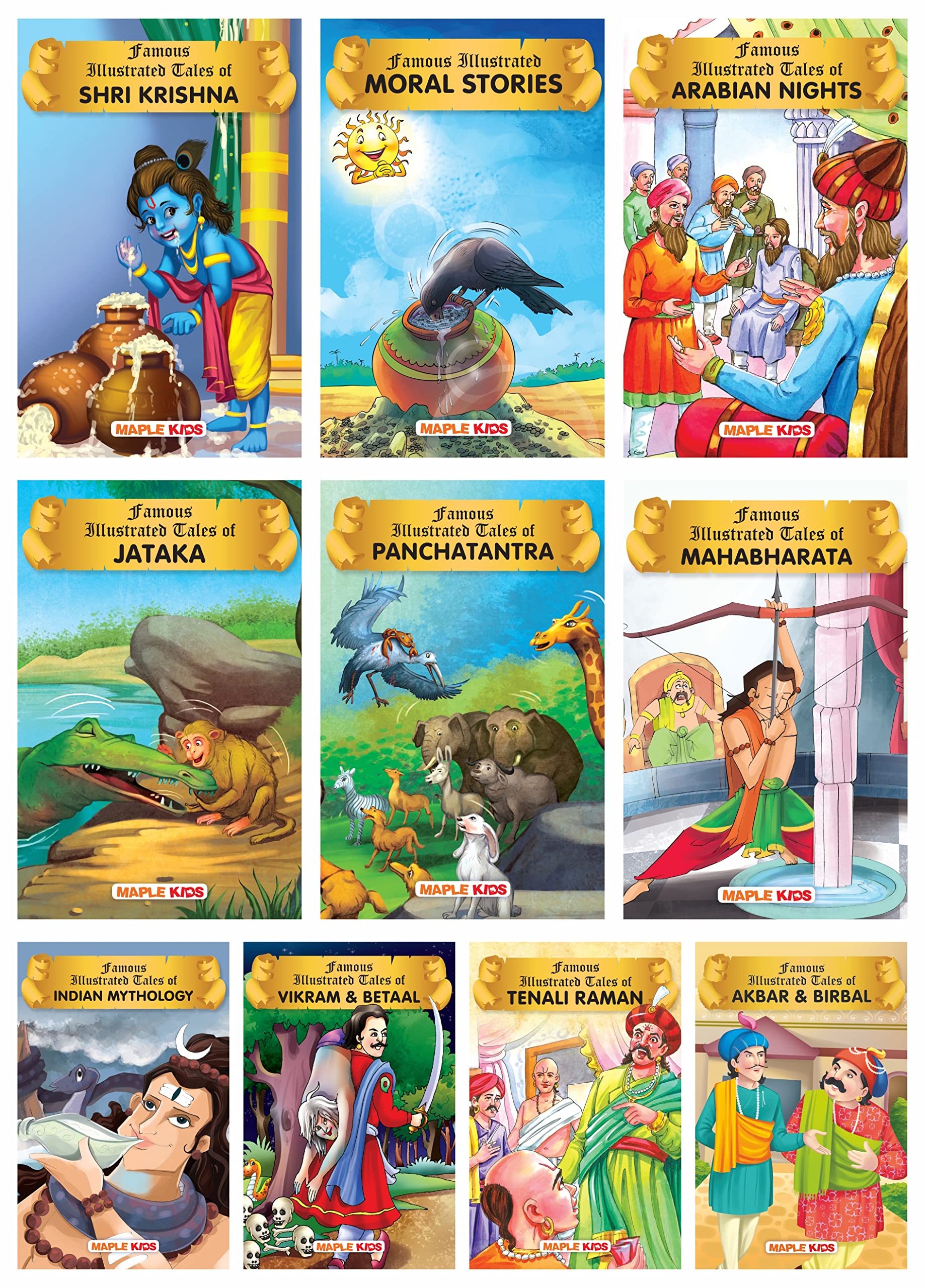 Story Books for Kids (Set of 10 Books) (Illustrated)  Moral Stories, Jataka Tales, Tennali Raman, ... Birbal, Vikram and Betaal