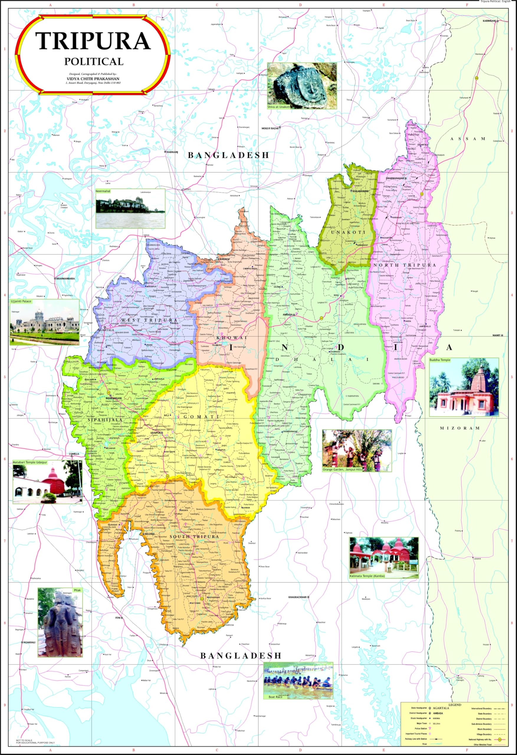 VCP | Tripura Map | Laminated | 70x100 cm
