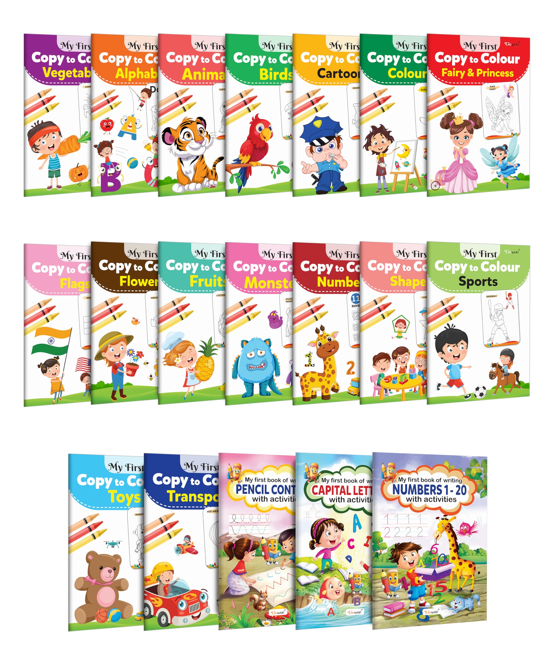 First learning book and Writing activities book for kids : Alphabet, Animals, Birds, Pencil Control and more : Colouring activit