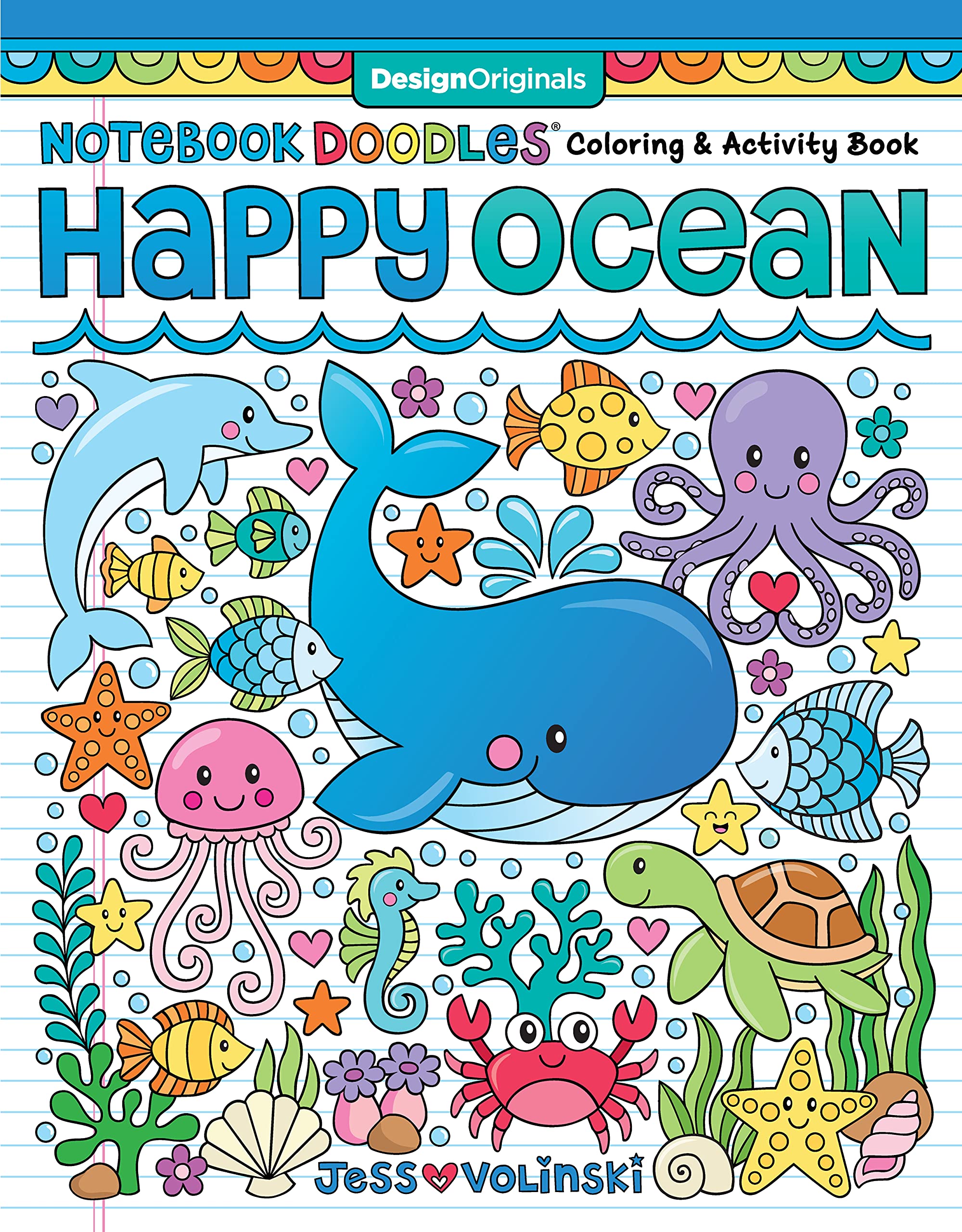 Notebook Doodles Happy Ocean: Coloring & Activity Book (Design Originals) 32 Designs of Whales, Dolphins, and More  BeginnerFr
