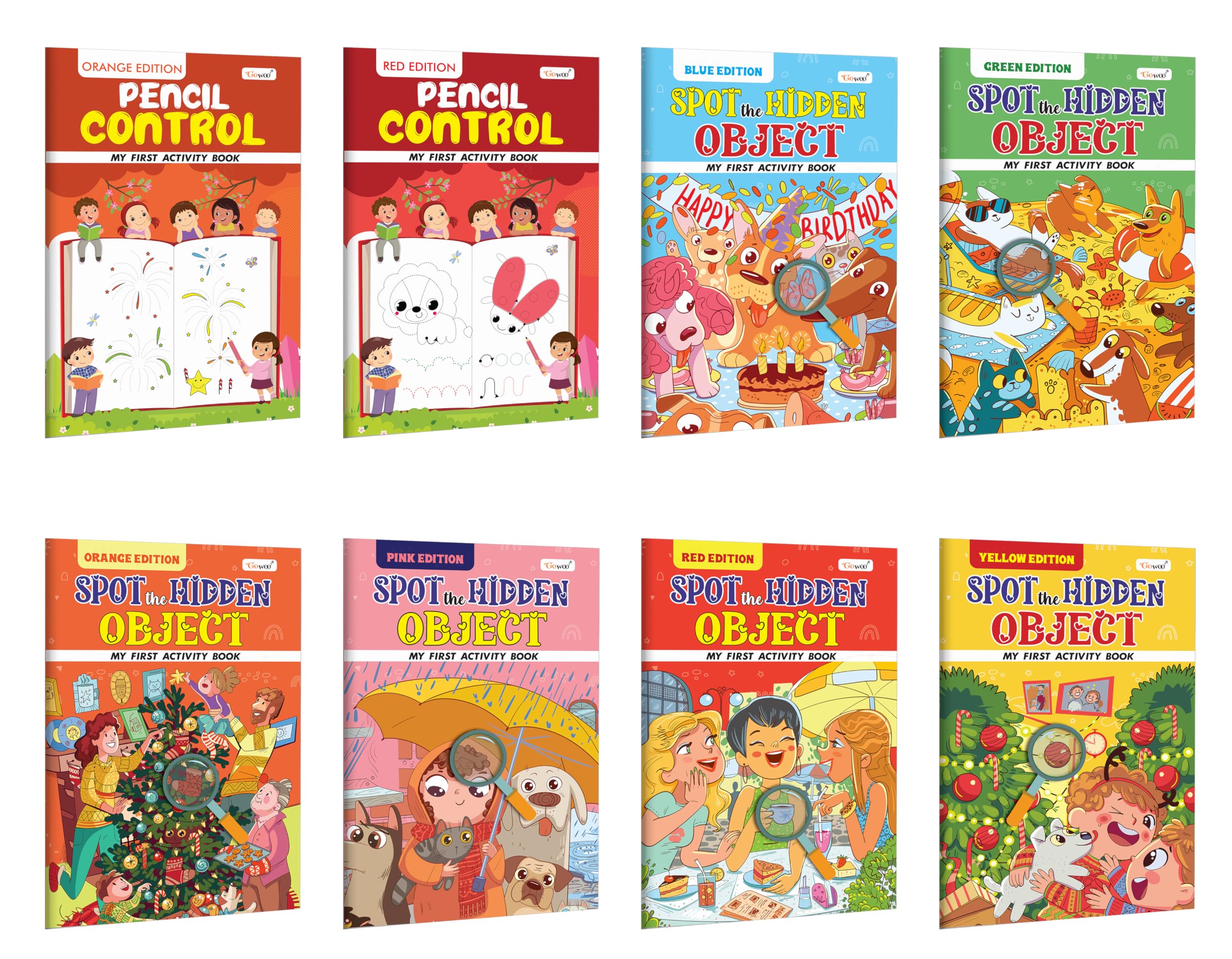 My First Activity Book Pencil Control and Spot the Hidden Object  Orange, Red, Yellow, Green, Blue and Pink Edition : Kids Act
