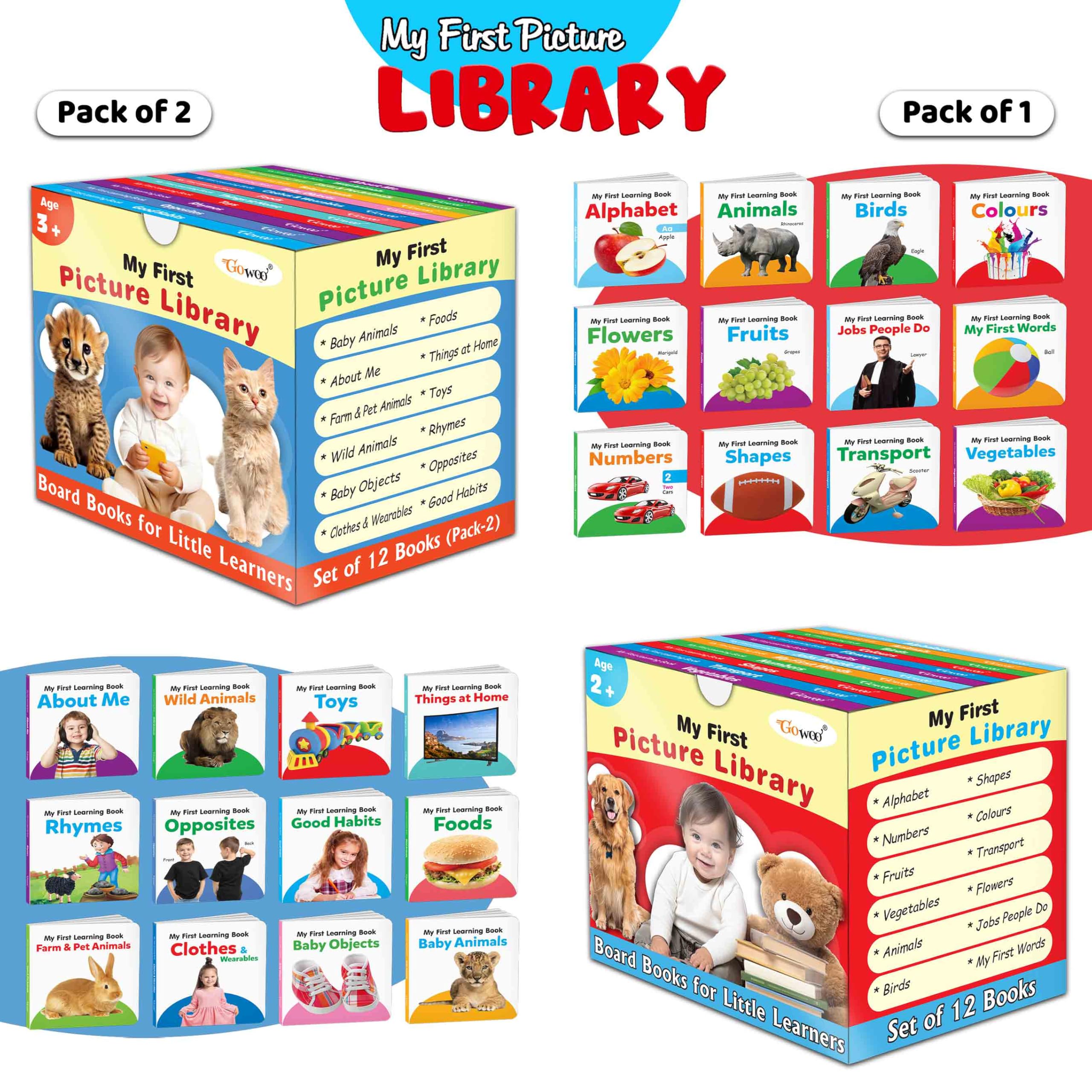 My First Complete Learning Library (Red and Blue Edition) : Boxset Of Board Books For Children, Toddler board book set, Early le