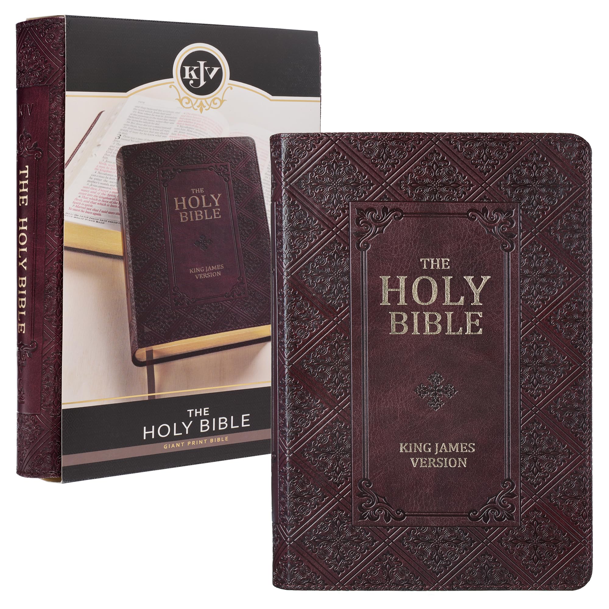 KJV Holy Bible, Giant Print Standard Size Faux Leather Red Letter Edition  Thumb Index & Ribbon Marker, King James Version, Dar
