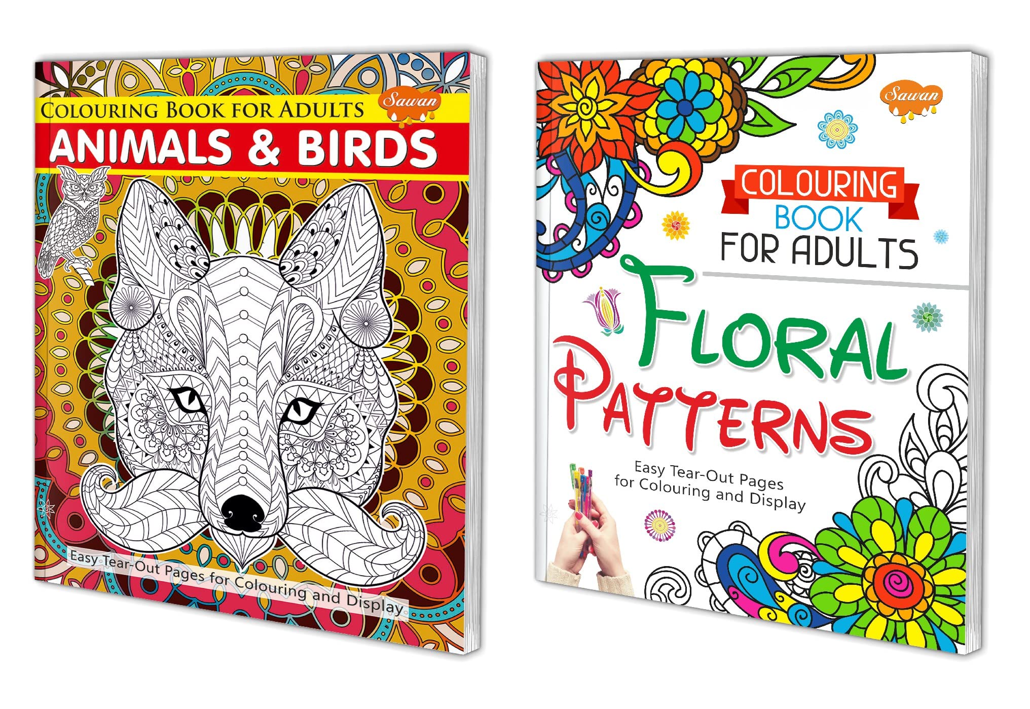 Sawan Set Of 2 Books | Colour Therapy  Birds And Pattern | 32 Designs