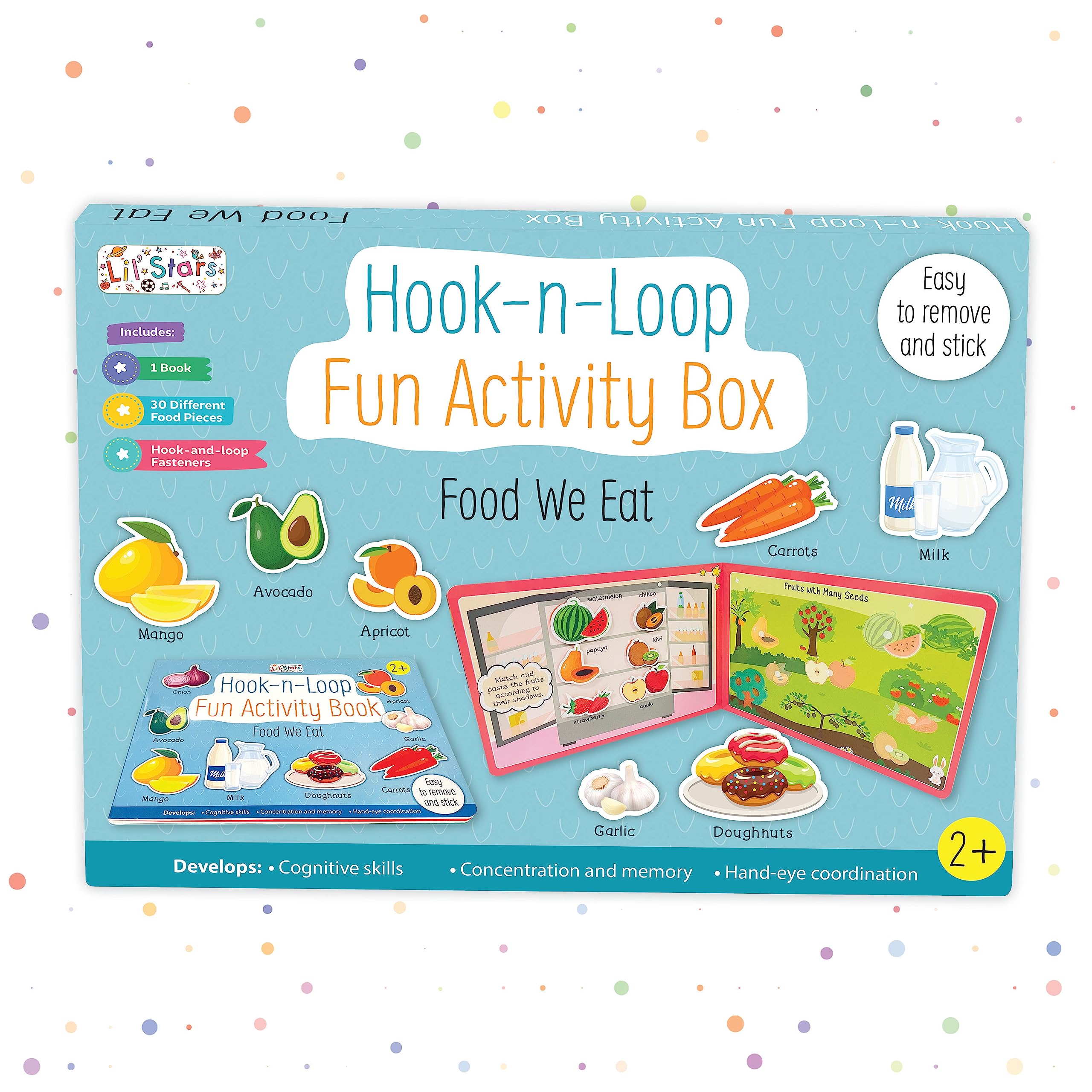Hook N Loop Fun Activity Box | Velcro Books | Montessori Activity | Busy Book | For 2+ Years Kids  Discover The World Of Food W
