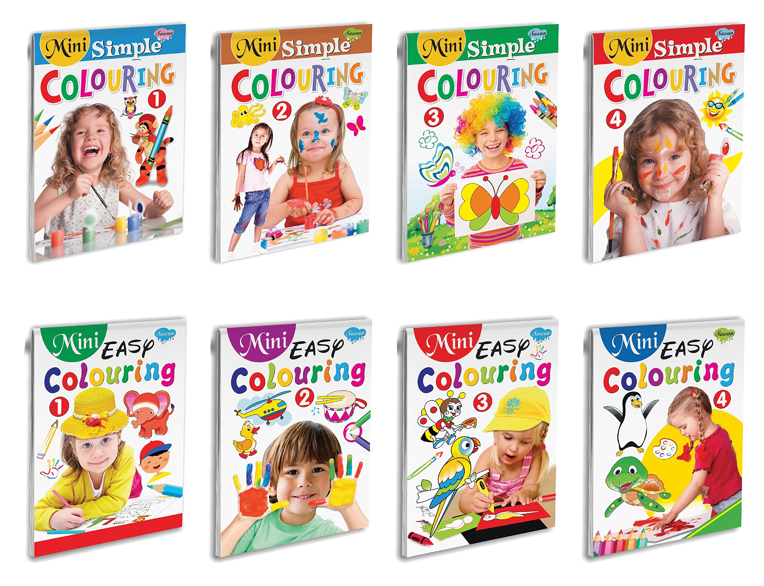 Sawan Mini Simple And Easy Colouring Books | Pack Of 8 Books