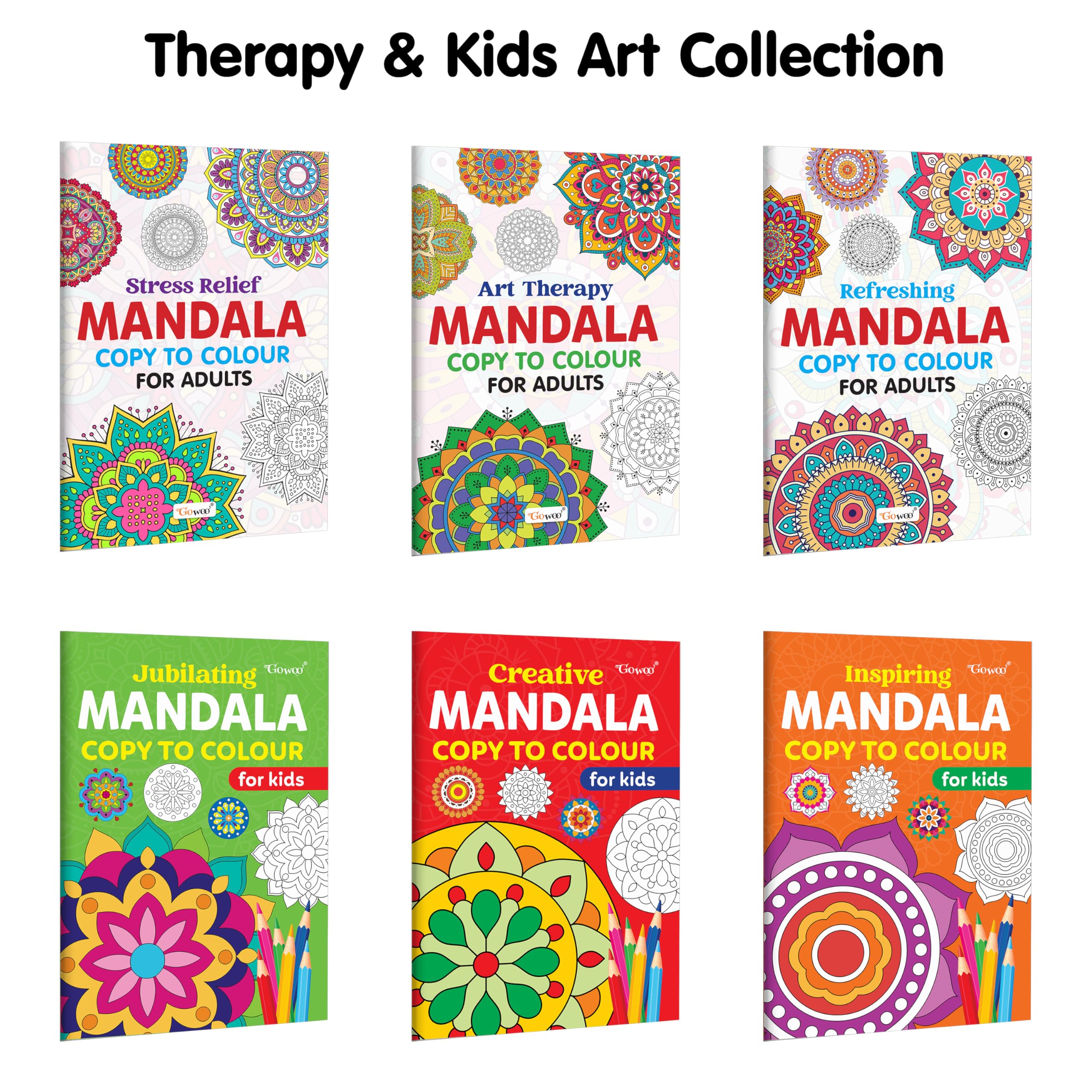 Stress Relief, Art Therapy, Refreshing  Mandala Copy to Colour for Adults & Kids and more : Calm Mandala Art, Motivating Art D