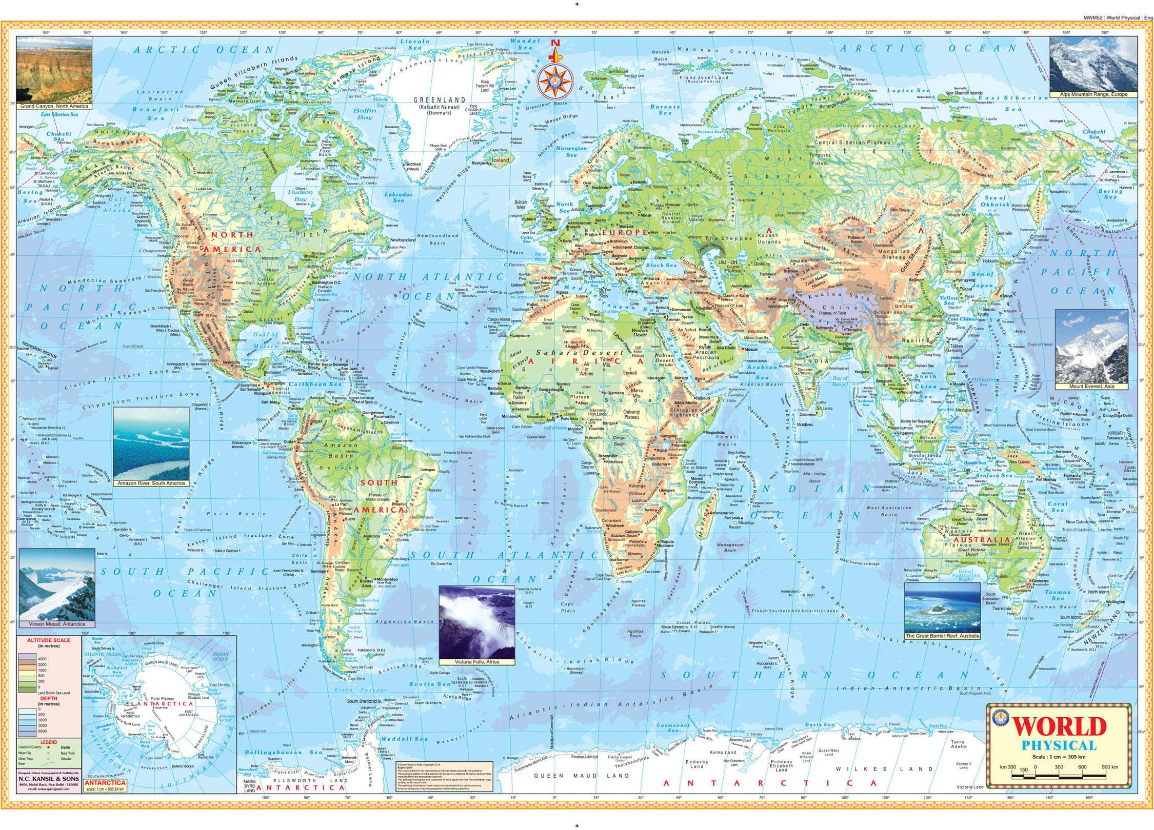 Mwm52 | Teachingnest TnS World Physical Map 100X70 Cm English Latest Edition [Map]