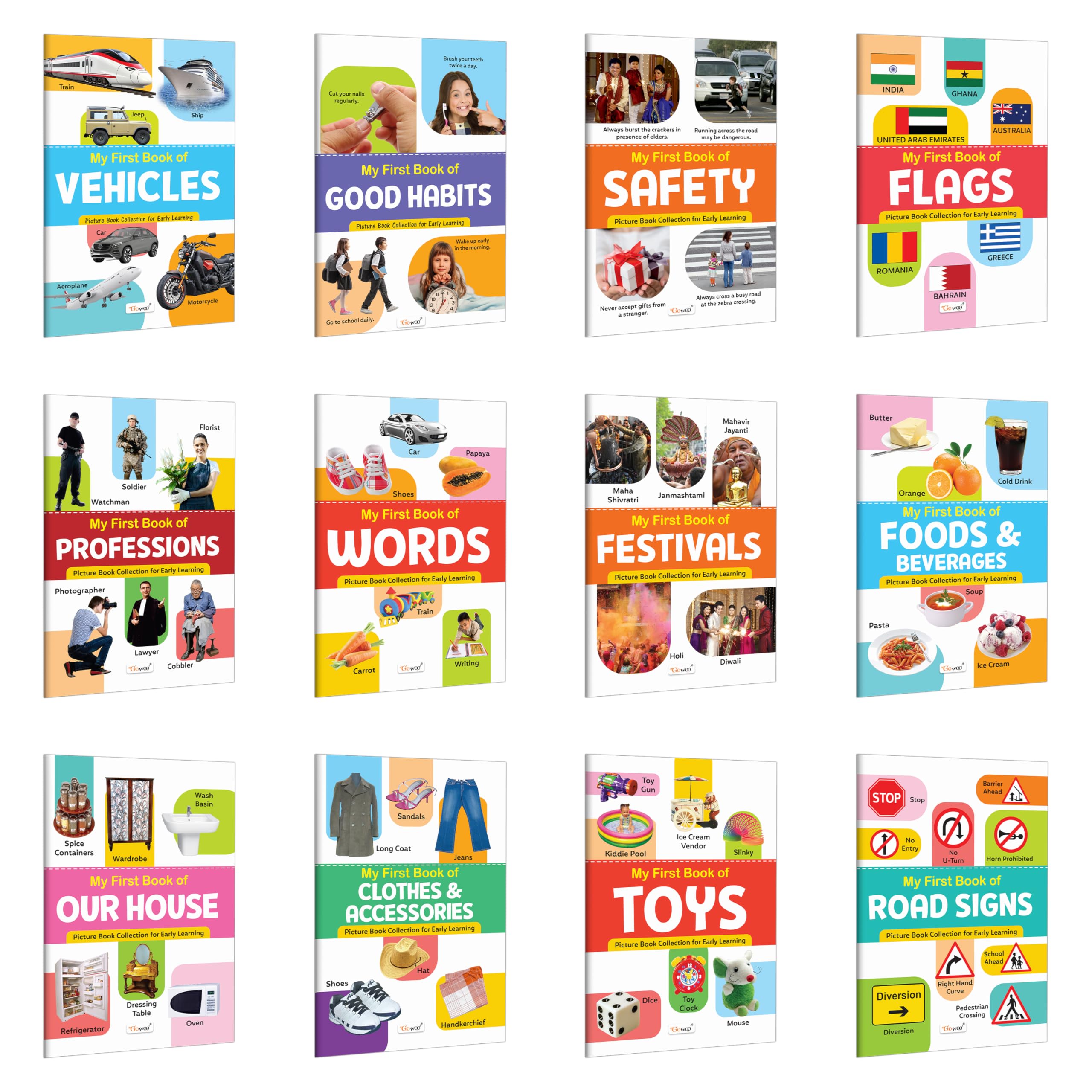 My First Book of Vehicles, Good Habits, Safety, Flags and more : all in one learning book, picture books for preschoolers, earl