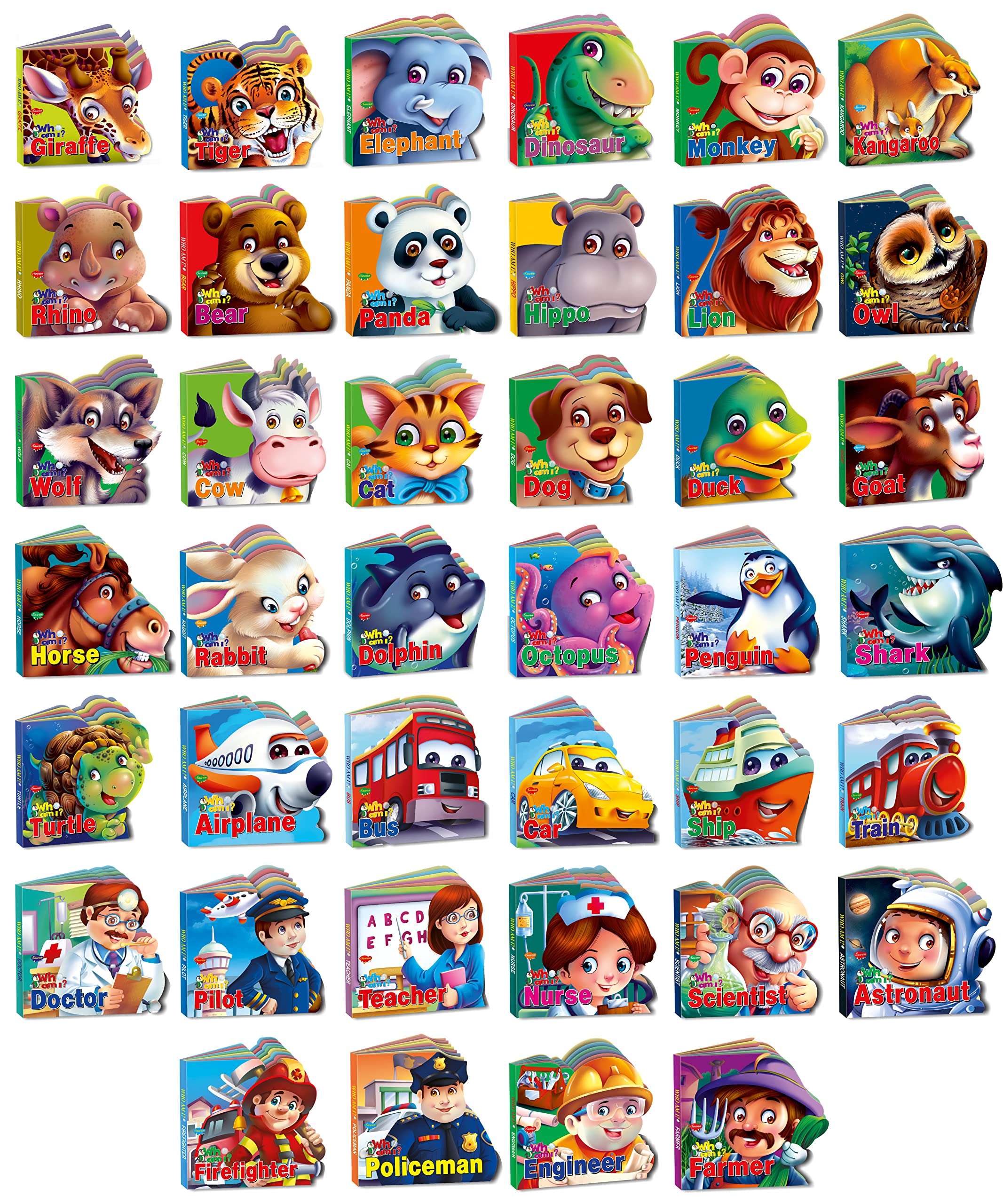All In One Who Am I DieCut Shape Board Books | Pack Of 40 Books