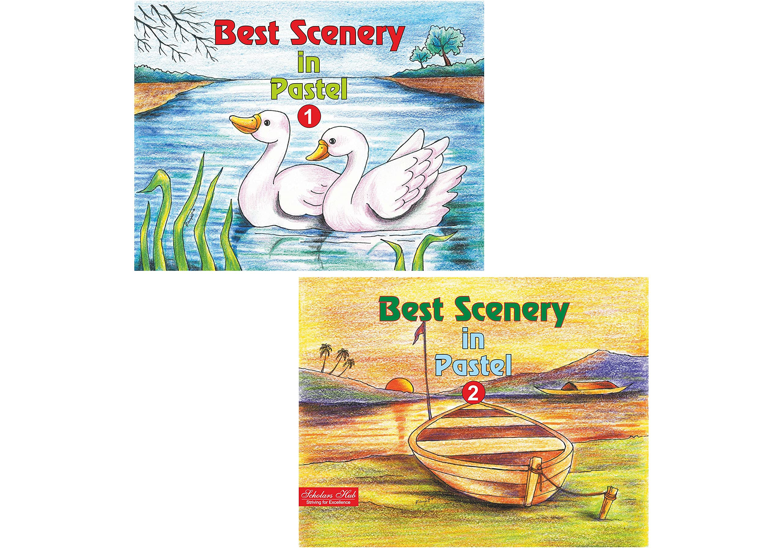 Scholars Hub Best Scenery In Pastel Book Vol1, Vol 2 (Set of 2 Books) | 40 Pages