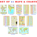 UPSC Maps & Charts Set of 11 | India & World Political & Physical Maps + Constitution, History, Economy, Geography Terms, Maths 
