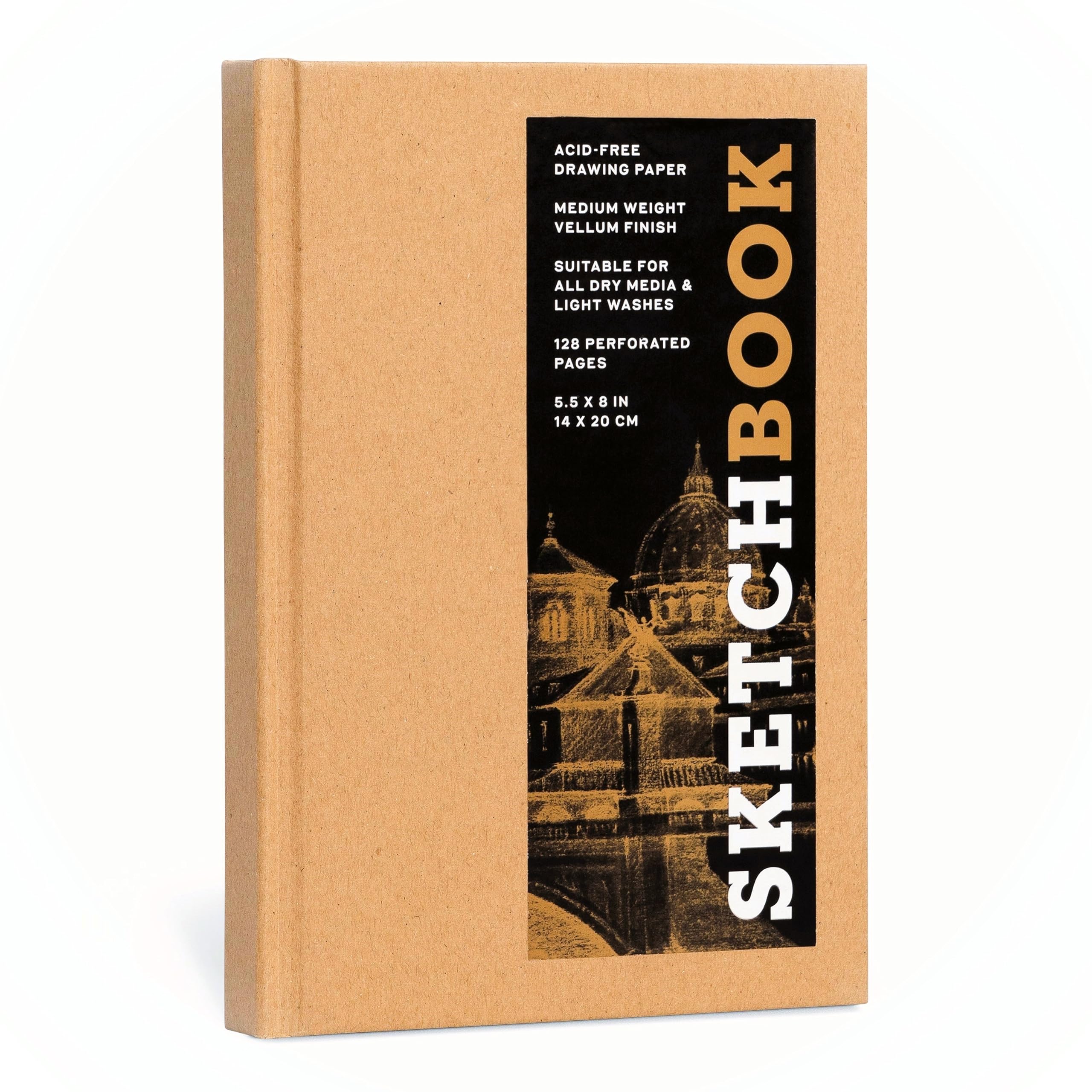 Sketchbook 5.5 x 8 Kraft Hardcover Mixed Media Sketchbook for Drawing: AcidFree Quality Paper (128 pages) (Union Square & Co. 
