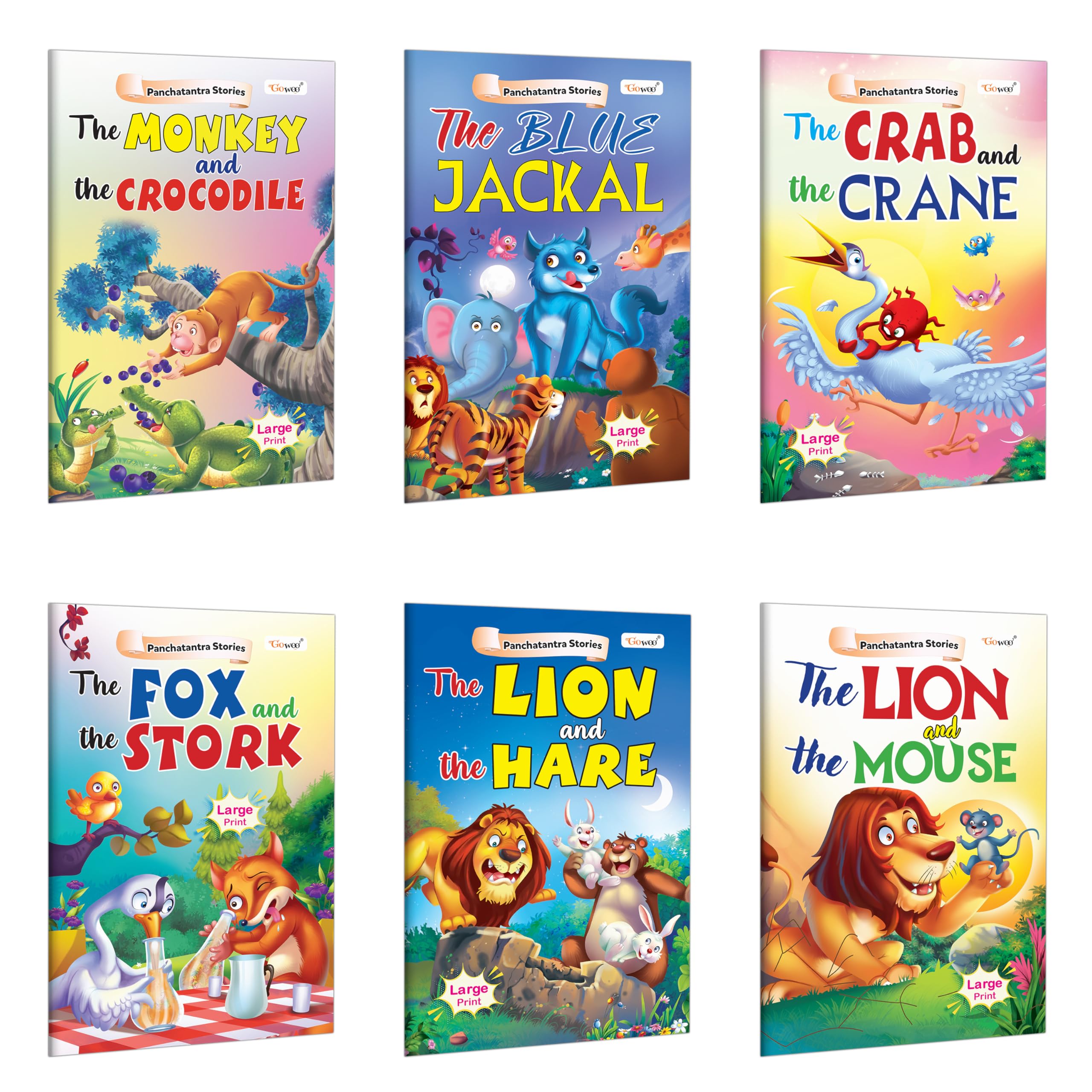 The Fox And The Stork, The Monkey And The Crocodile, The Lion And The Hare and more  Panchatantra Stories : Indian folk tales 