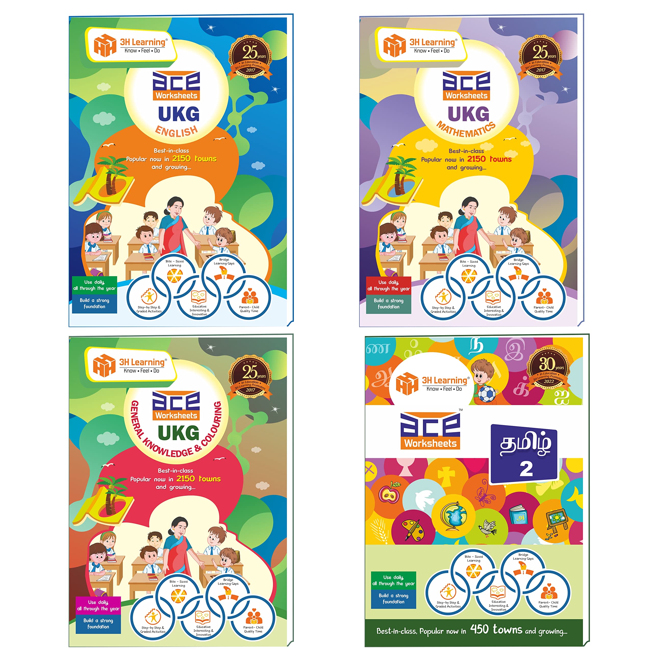 3H Learning Ace 352 Page Ukg Kids (46Yrs) AllInOne Fun Early Learning Worksheet Activity Books For Kindergarten, Nursery, Pre