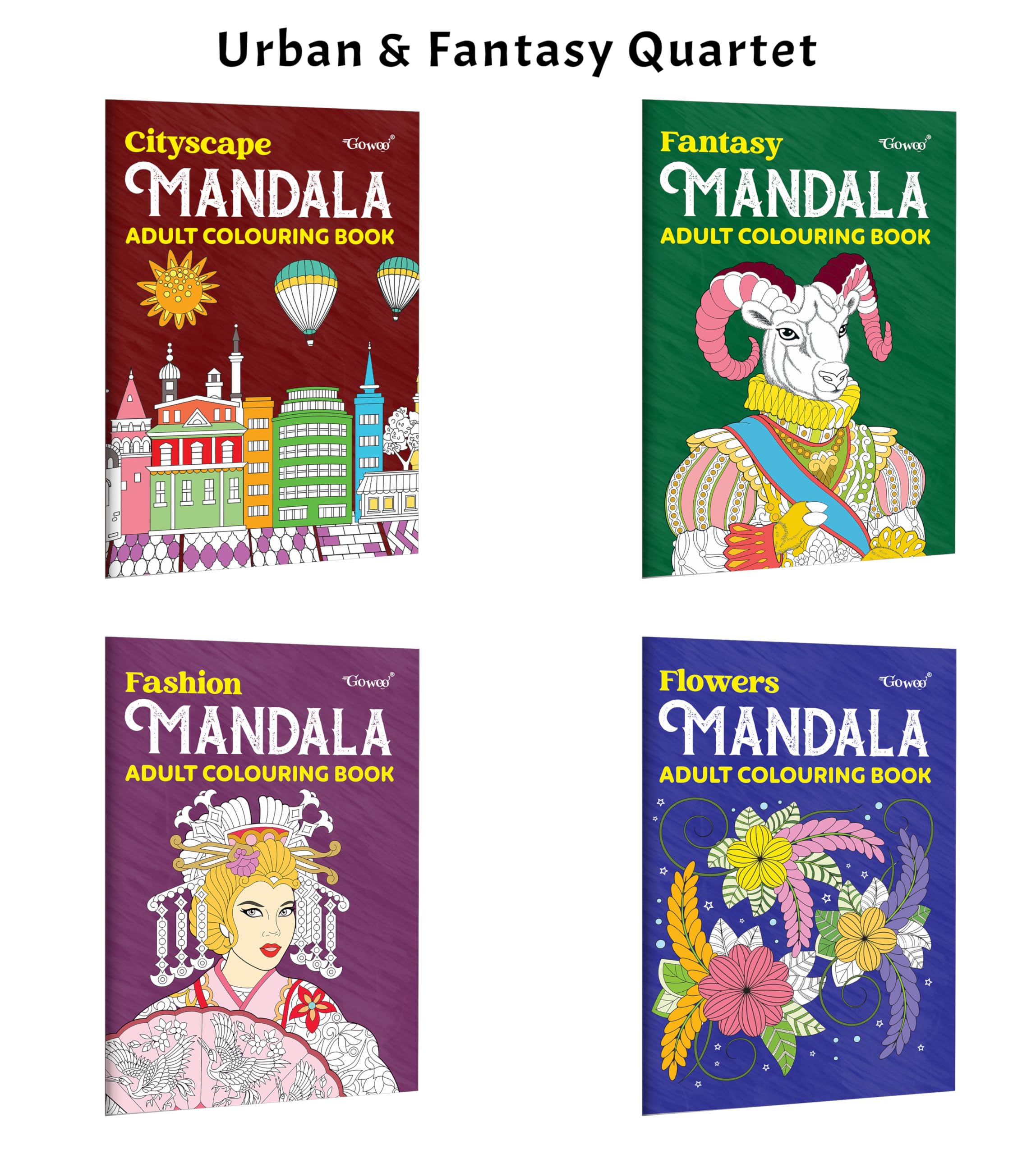 Cityscape, Fantasy, Flower  Mandala Adult Colouring Book and more : aesthetic mandala collection, mandala colouring book for a