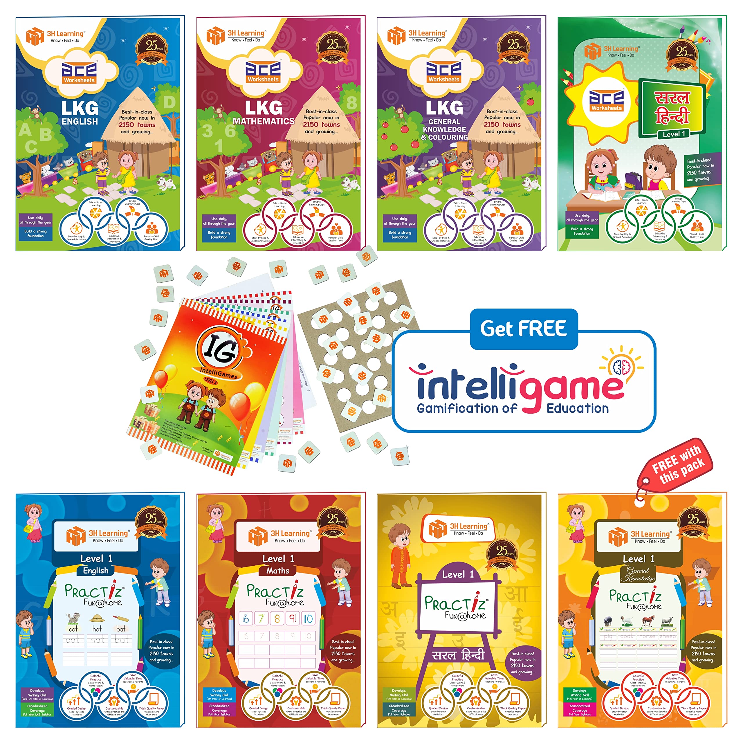 Lkg Kids (35 Years) 624 Pages Cbse 8 Books Ace Early Learning Activity Worksheets & Writing Practice Lower Kindergarten School 