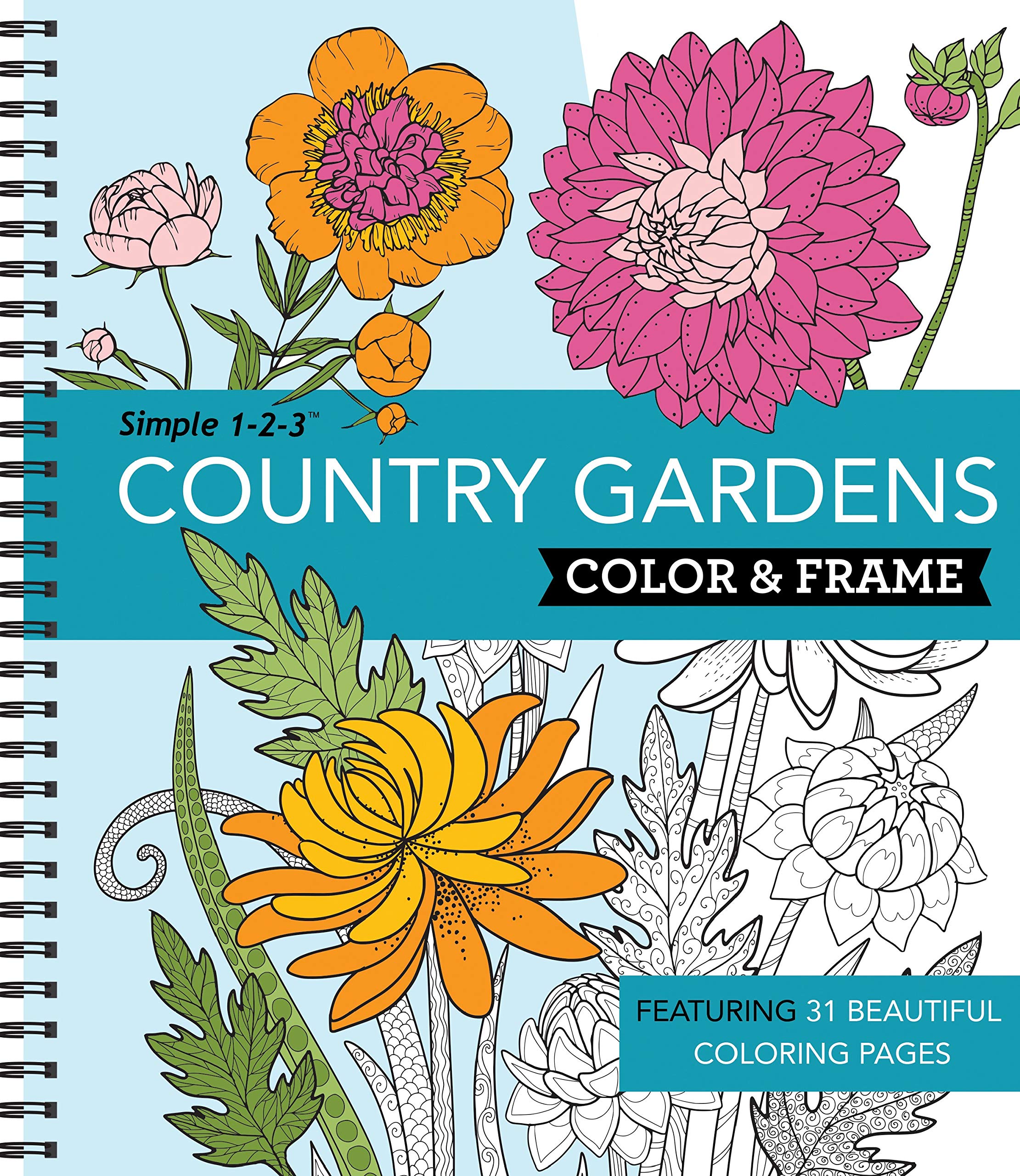 Color & Frame  Country Gardens (Adult Coloring Book)