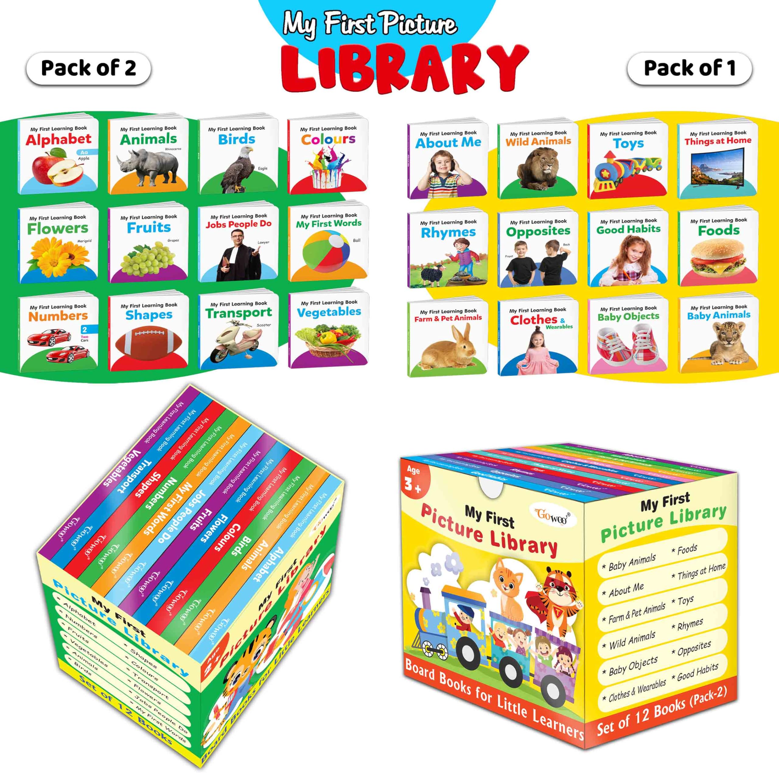 Childrens educational board book collection (Green and Yellow Edition) : Kids First Library Box, Learning book for preschool