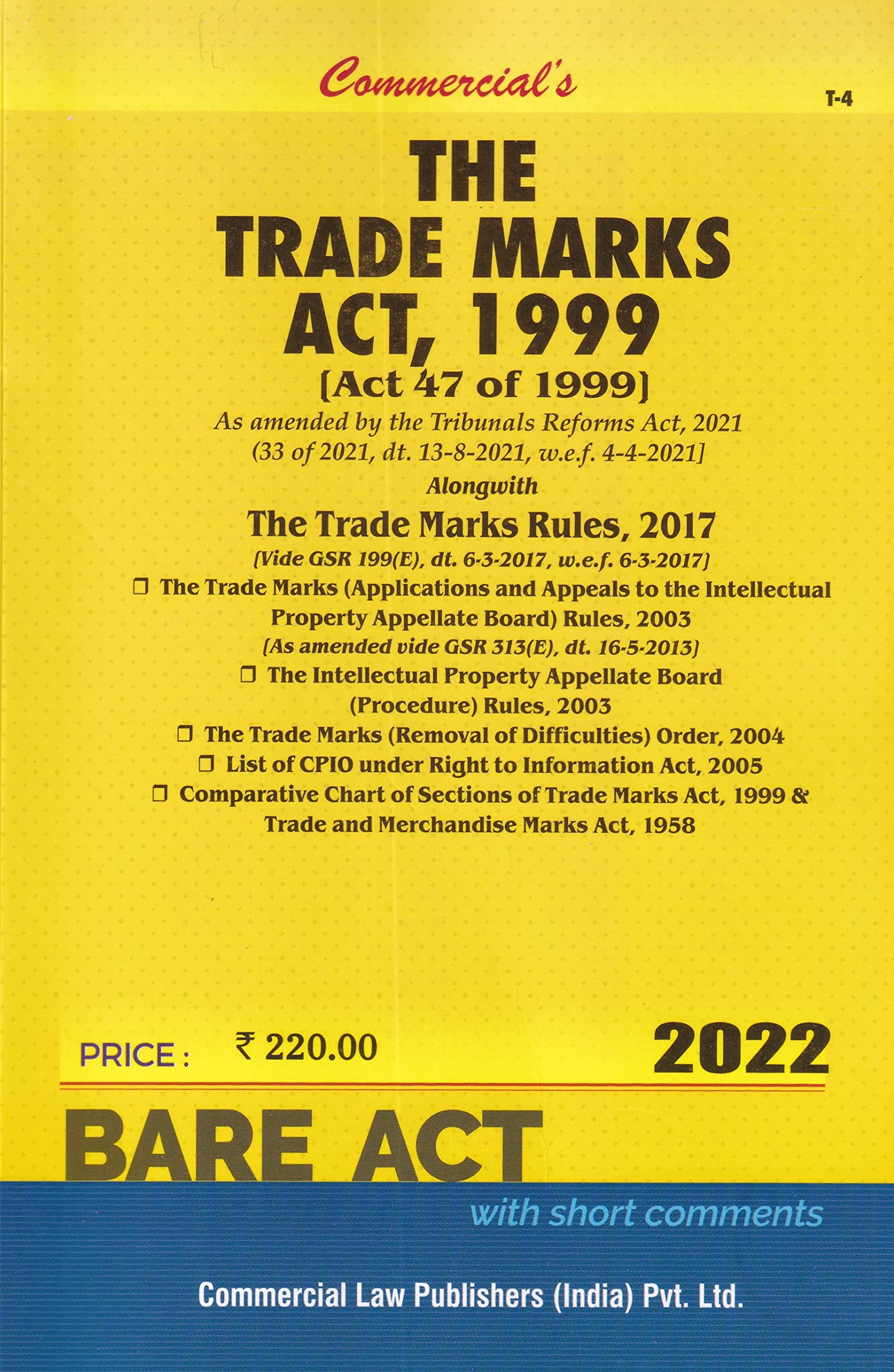 CommercialS The Trade Marks Act, 1999  2022/Edition