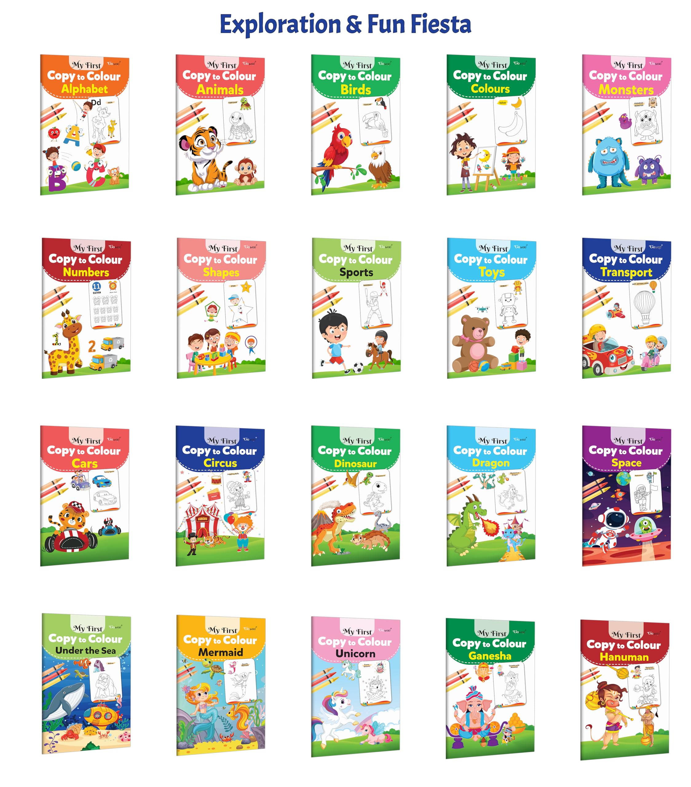 My First Copy to Colour  Alphabet, Animals, Birds, Colours and more : Creative preschool workbook, Early learning activity, Ki