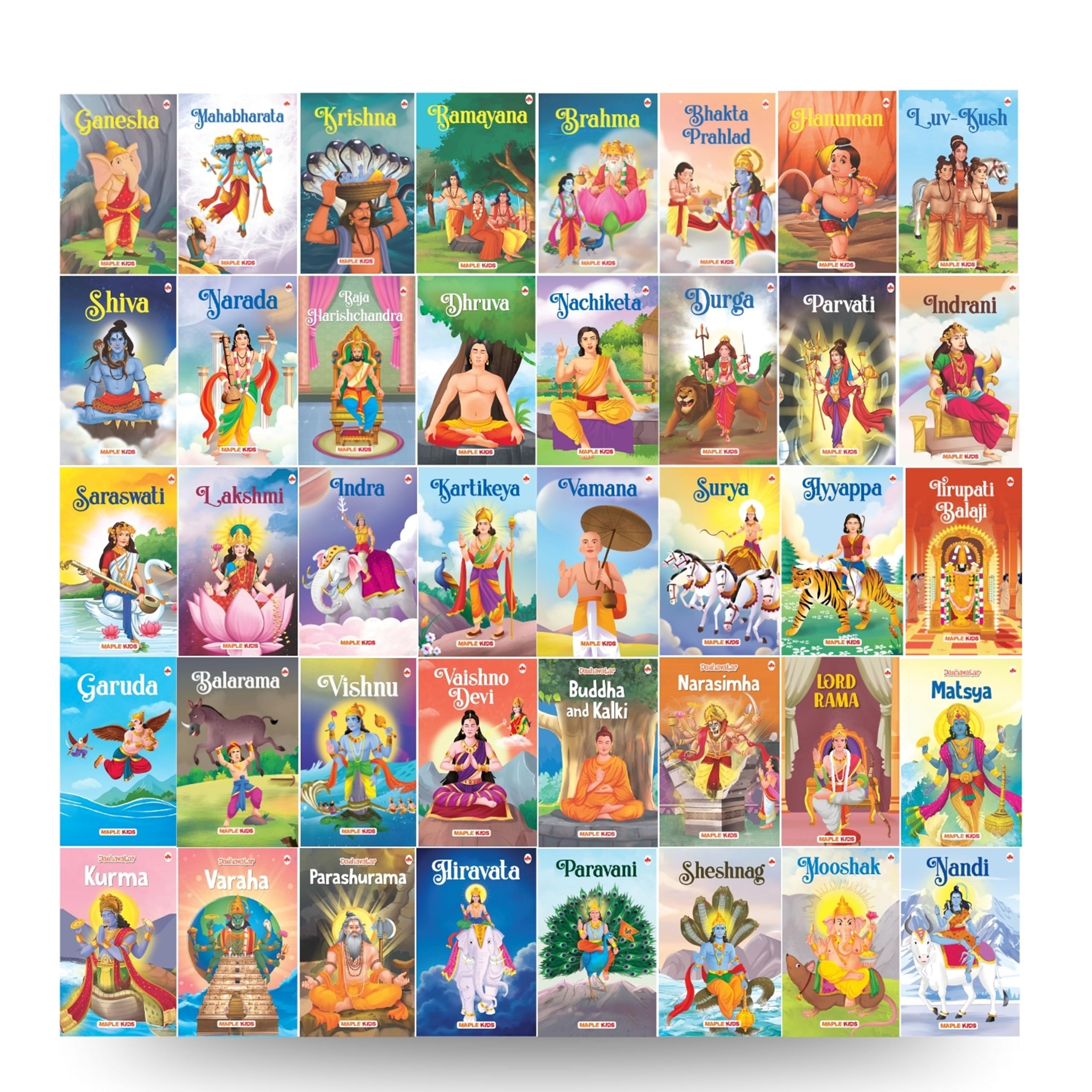 Story Books for Kids (Set of 40 Books)  Ramayana, Hanuman, Krishna, Surya, Kartikeya, Indra, Vishnu, Balarama, Vaishno Devi, Mo