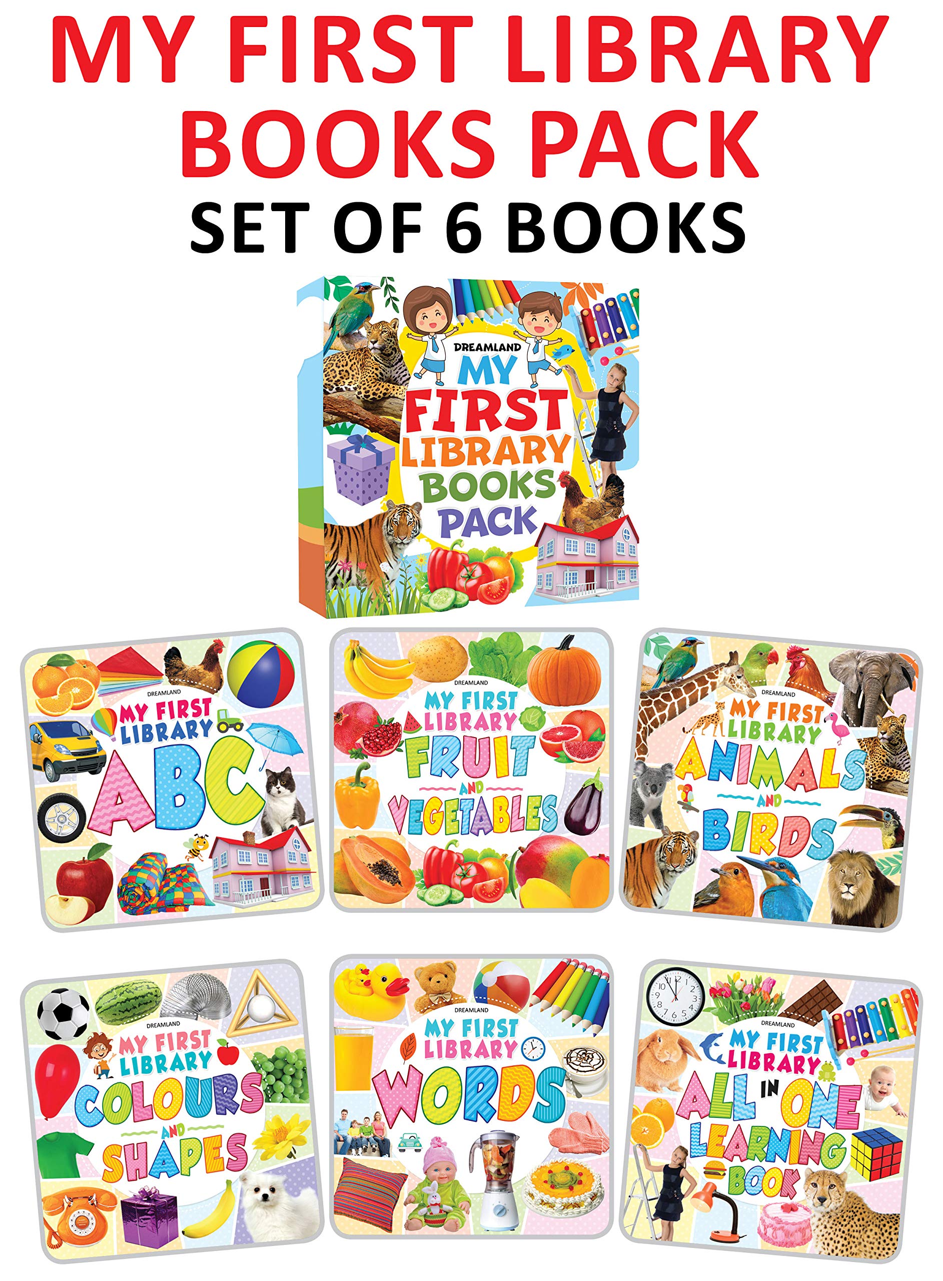 My First Library  Books Pack for Kids Ages 14 | Early Learning Set with ABC, Numbers, Colours, Shapes, Animals & Fun Education
