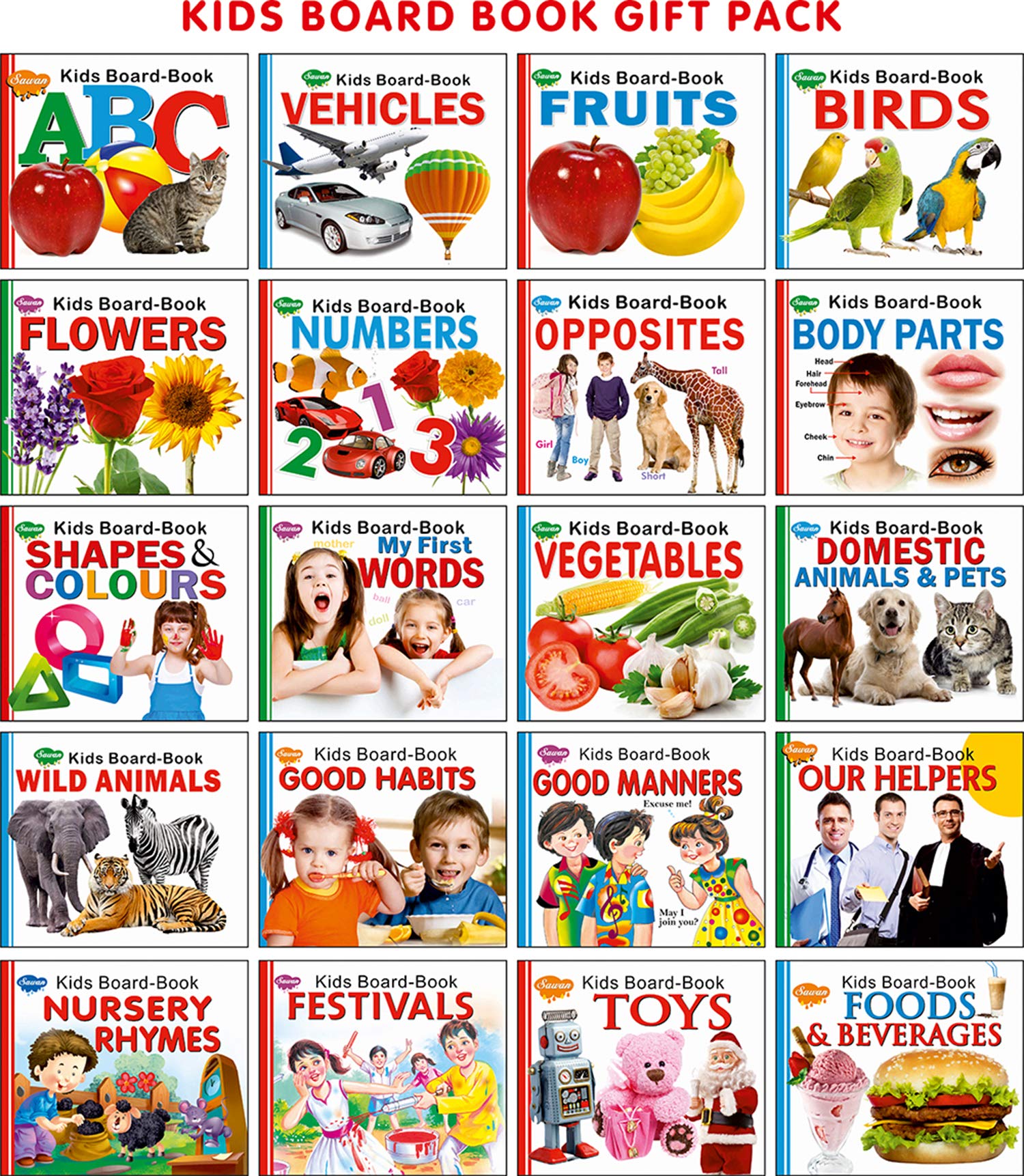 My First Learning Library | Pack Of 20 Board Books For Kids | Super Jumbo Combo For Collecters And Library Board Books