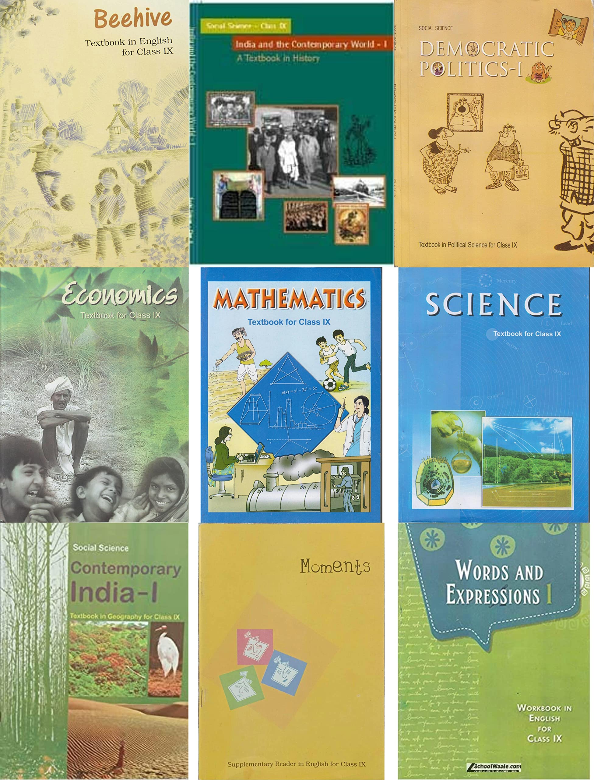 Kendriya Vidyalaya School Ncert Book Set Class  9 ( Beehive , Moments , Word And Expressions , Science , Maths , History , Geog