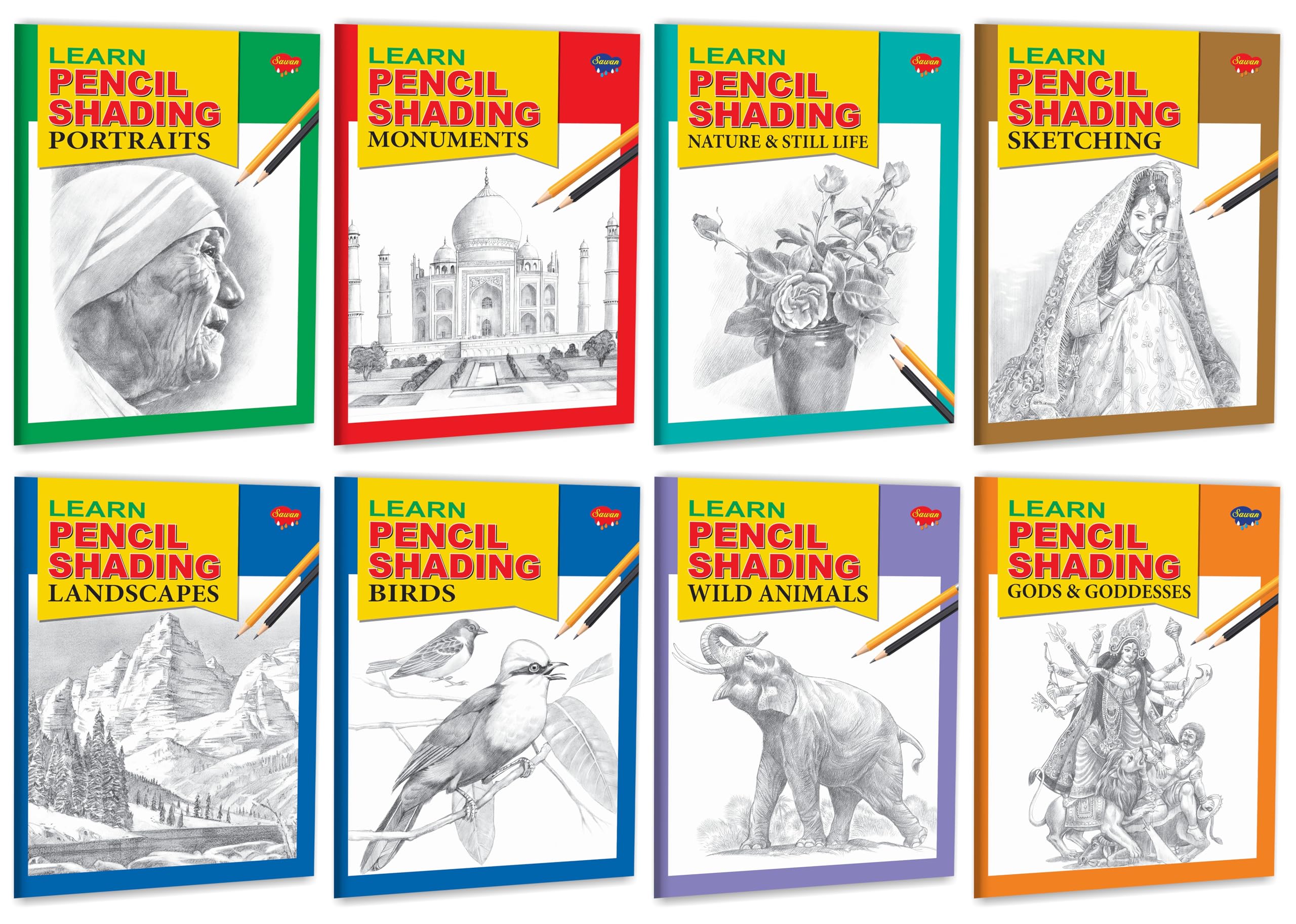 Pencil Shading Pack | Set Of 8 Anti Stress Shading Books