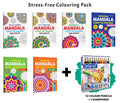 Stress Relief, Art Therapy, Meditative  Mandala Copy to Colour for Adults & Kids and more with 12 Colour Pencils and 1 Sharpene
