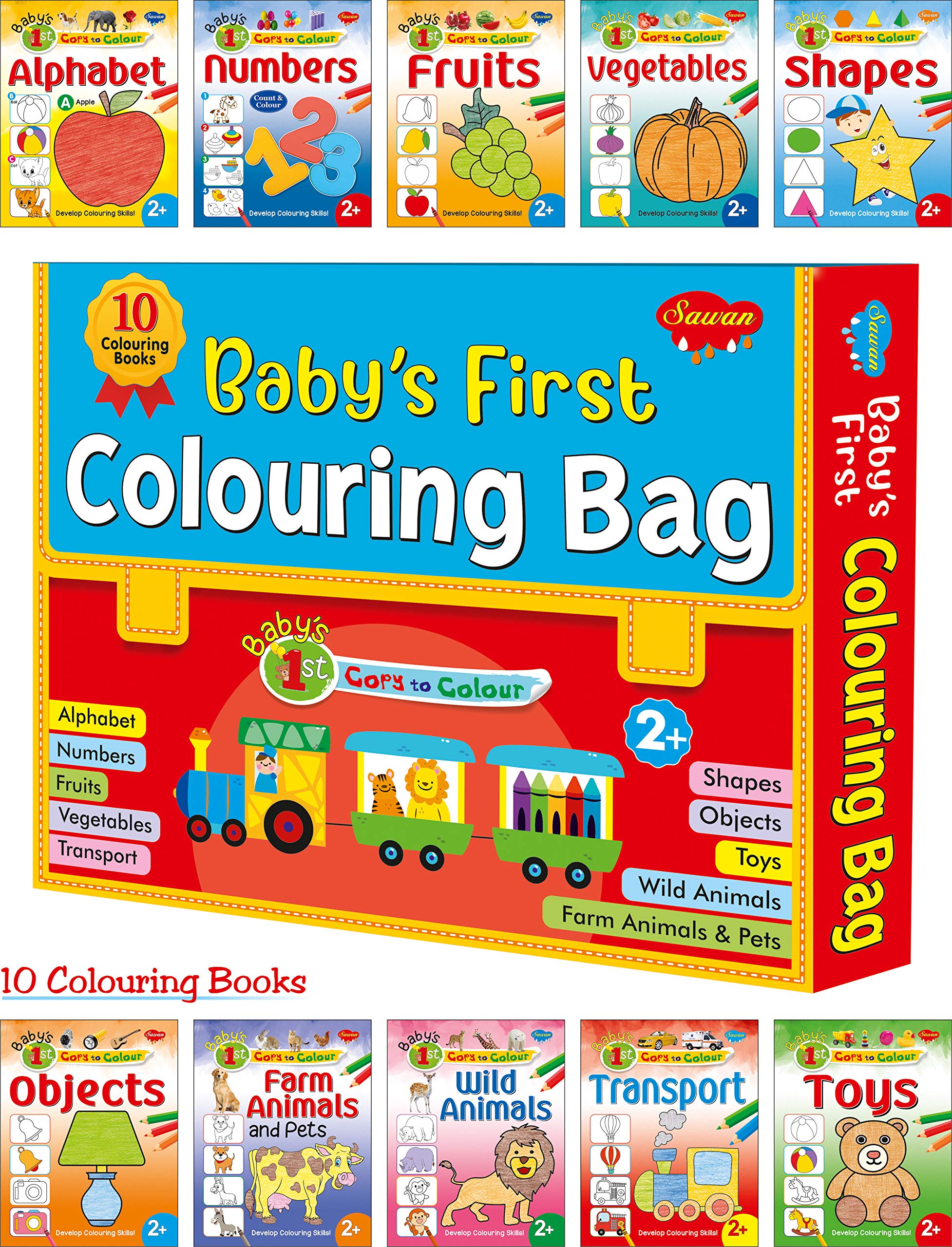 BabyS First Colouring Bag | Copy To Colour Alphabet, Copy To Colour Objects, Copy To Colour Numbers, Copy To Colour Farm Anima