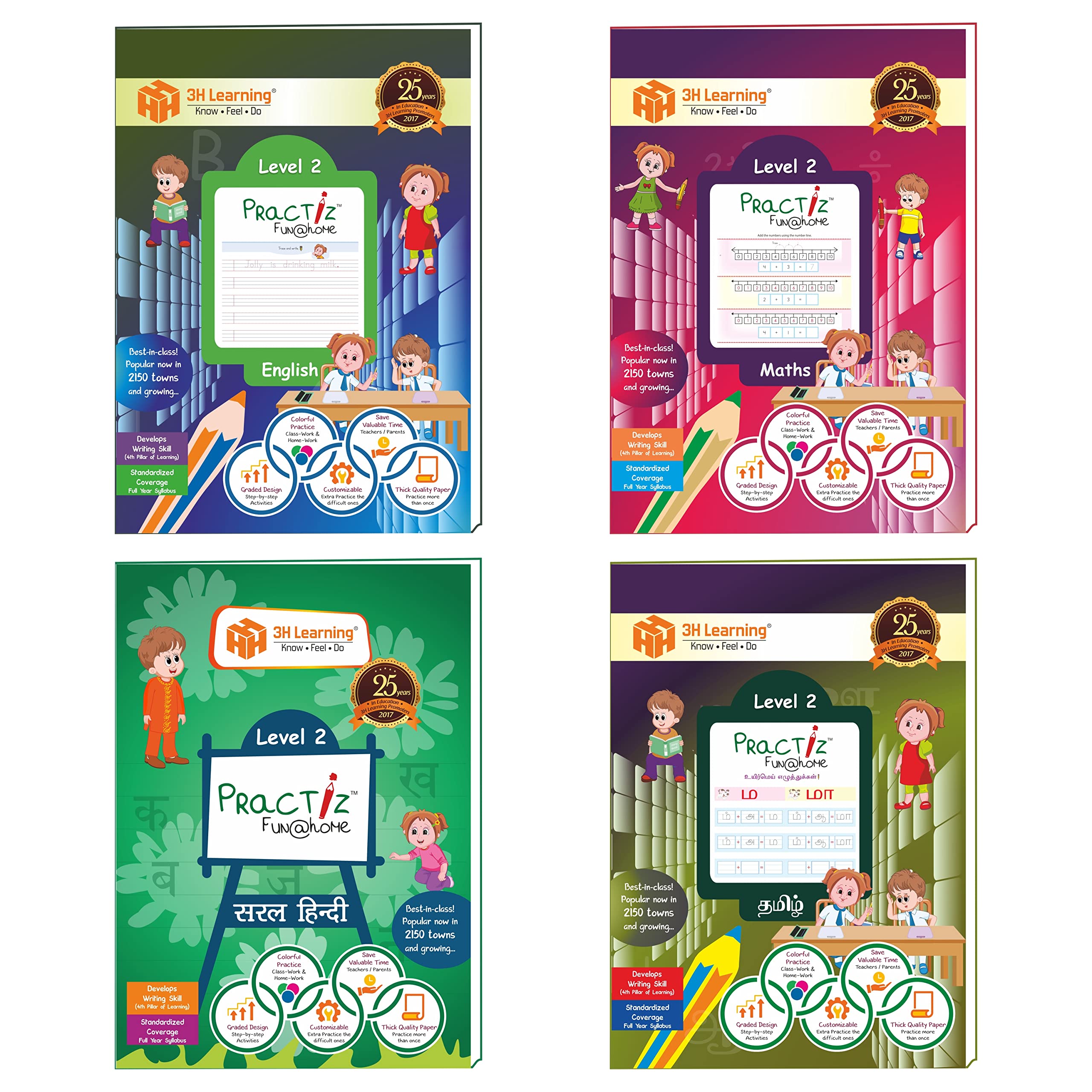 Ukg 336 Pages Writing Practice  Fun @ Home  Level 2 [English/Maths/Hindi/Tamil] Power Combo Early Learning Worksheets For Kind